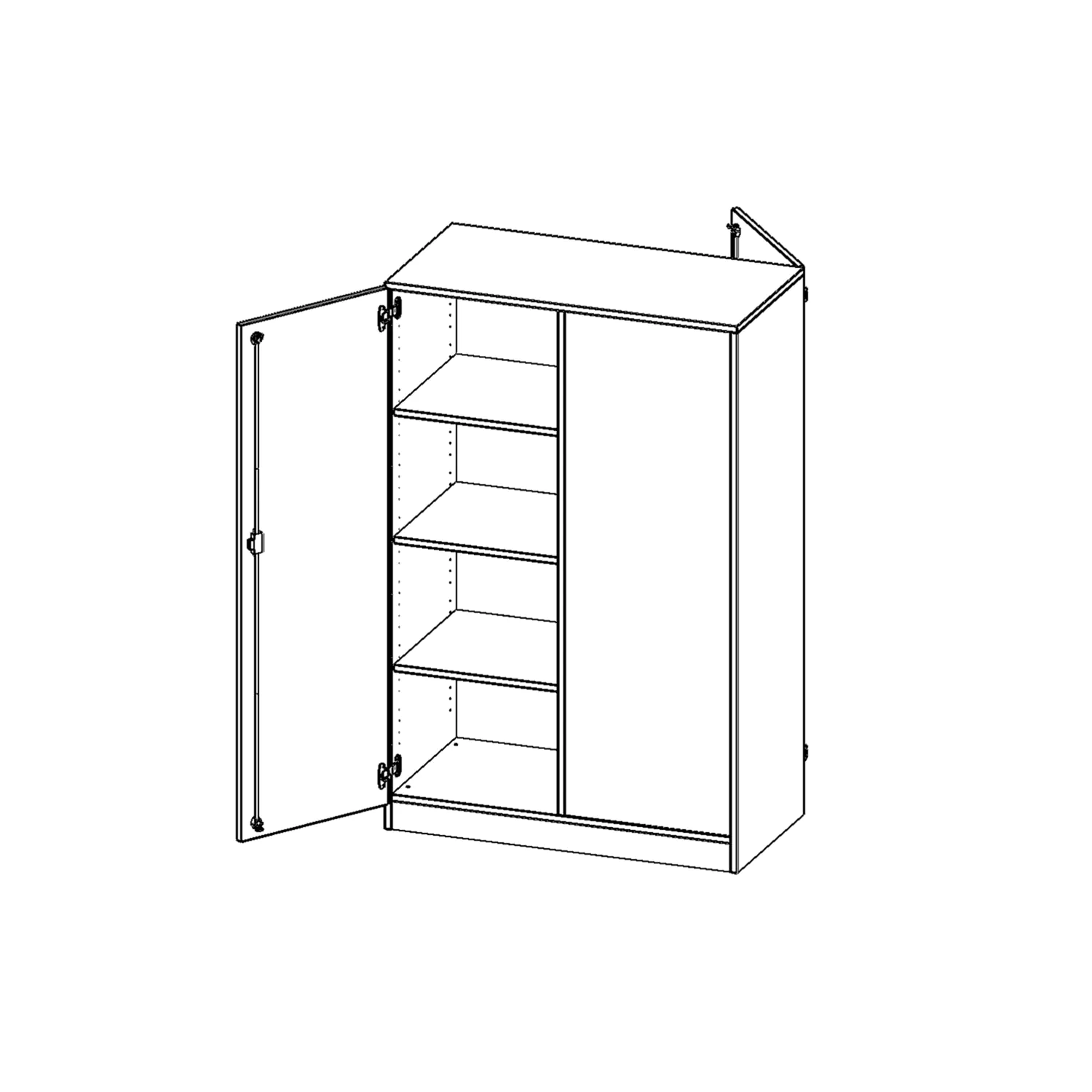 Raumteiler Schrank, 4 OH, 2 Türen, wechselseitig angeordnet, abschließbar, B/H/T 100x154x50cm aus der Kategorie Funktionale Tische