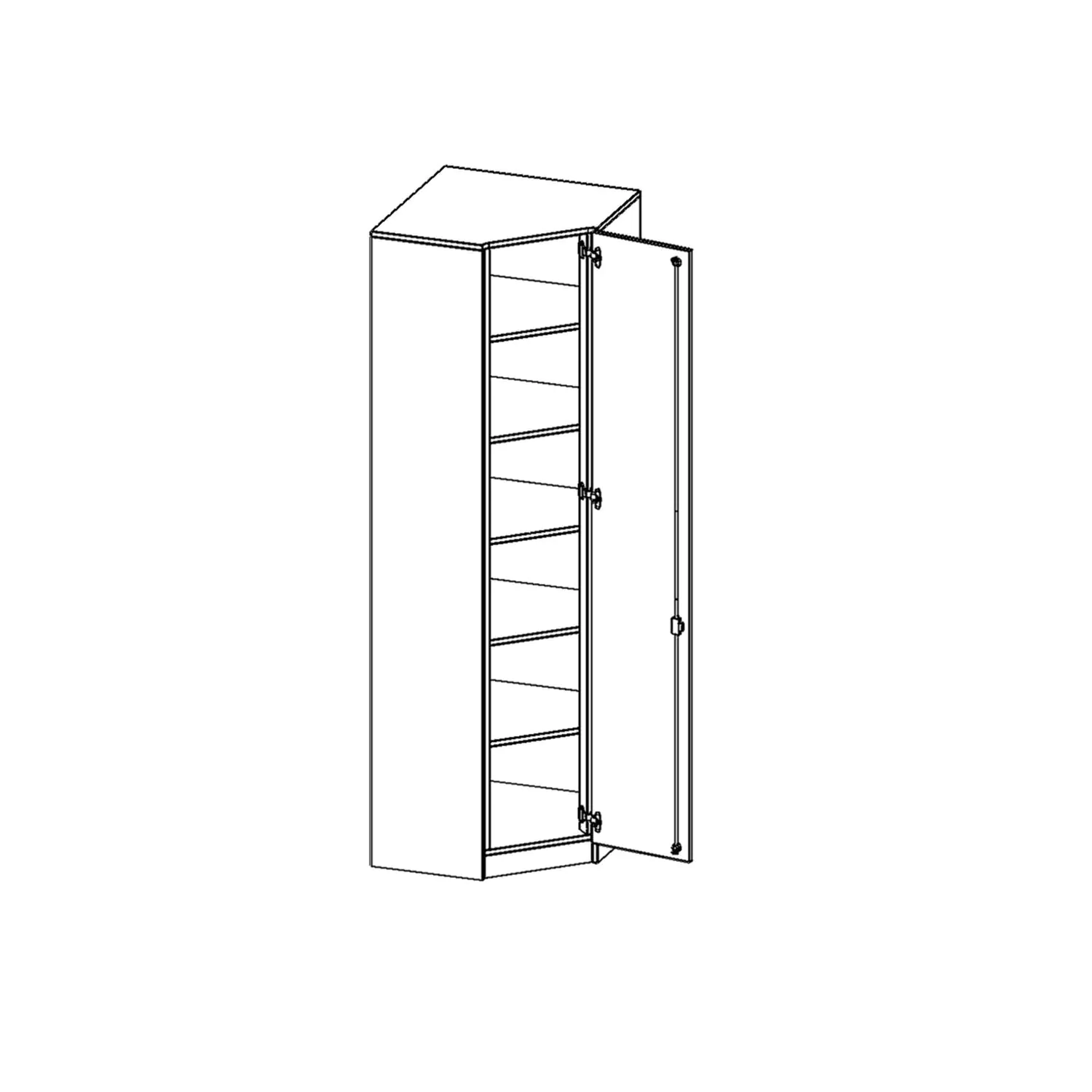 Innenecke als Schrank, 6 OH, Für 50cm tiefe Schrankwände,  rechts, B/H/T 80 x 226 x 80cm aus der Kategorie Schränke