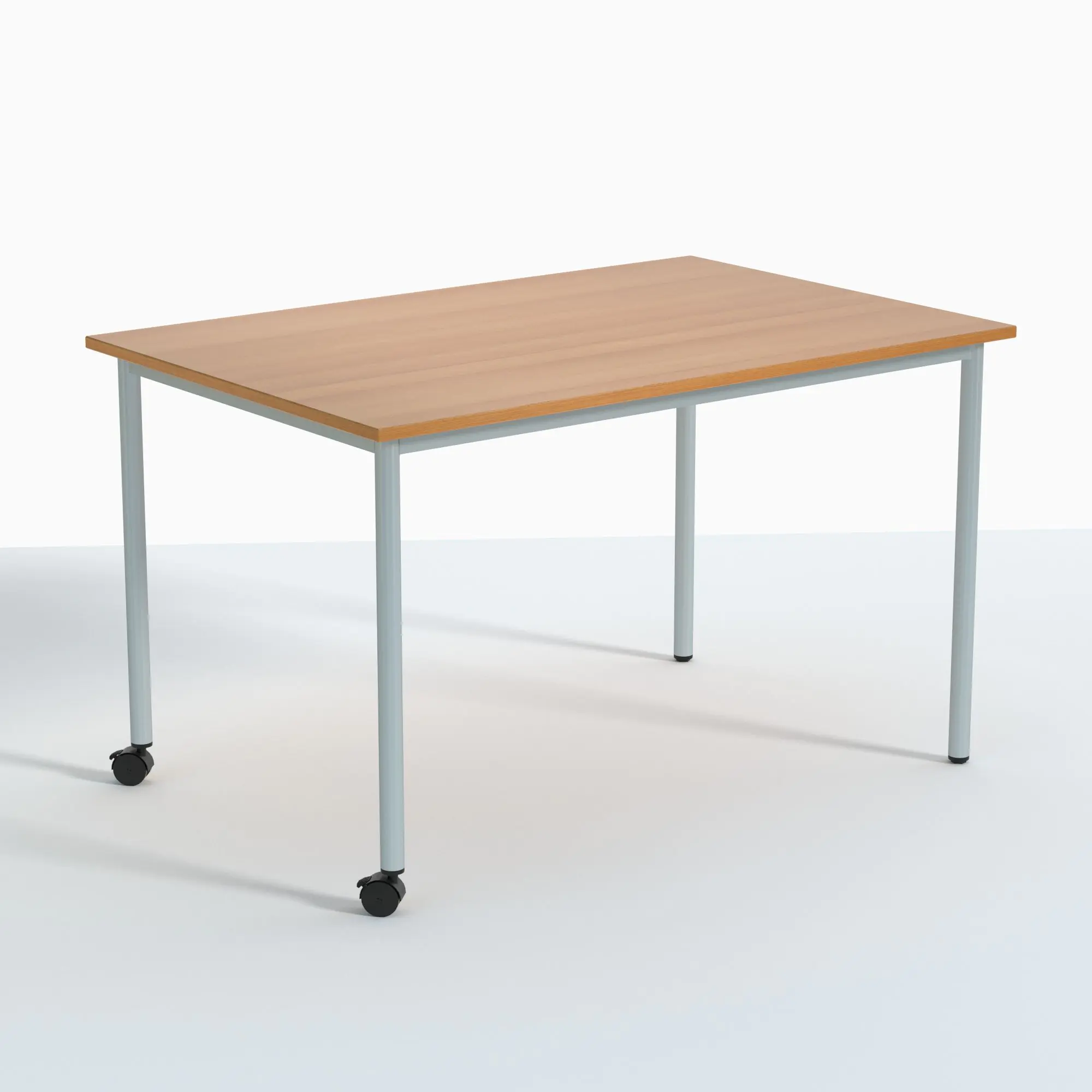 Rechtecktisch, 120x80 cm (B/T), 72 cm hoch, fahrbar (2 Füße mit Rollen), aus der Kategorie Rechtecktische