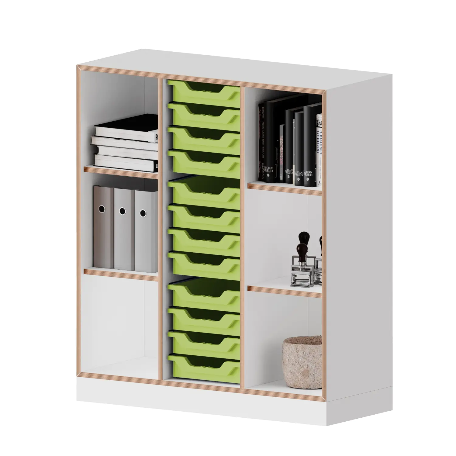 qickly® Regal, 3 OH, 12 kleine Ergo Tray Boxen, B/H/T: 104,2x110,5x42,6 cm aus der Kategorie Regale Schnelllieferprogramm