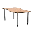 Wellentisch Rechteck, 160x80 (B/T), 72 cm hoch, fahrbar, (2 Füße mit Rollen),