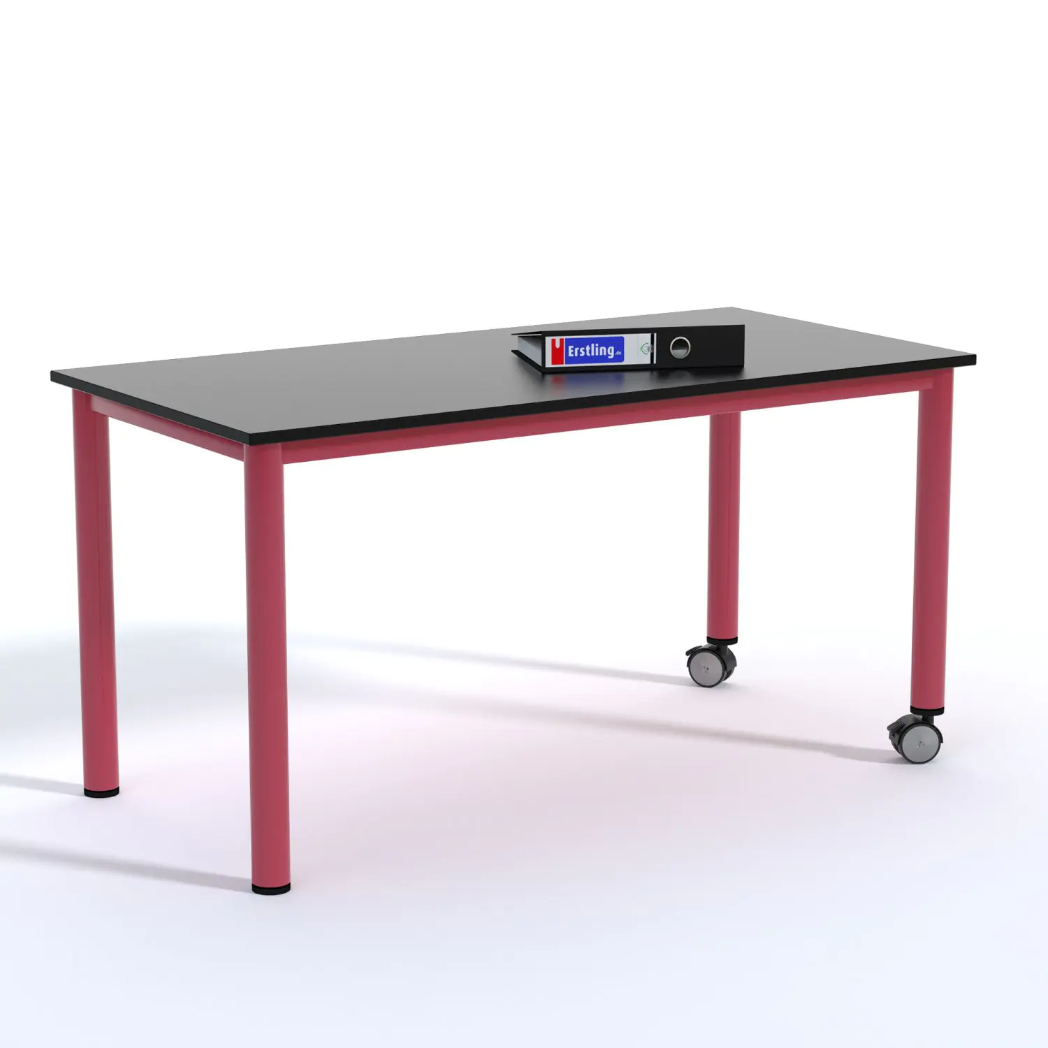 Rechtecktisch, 140x70 cm (B/T), Höhe wählbar, fahrbar (2 Füße mit Rollen), aus der Kategorie Rechtecktische