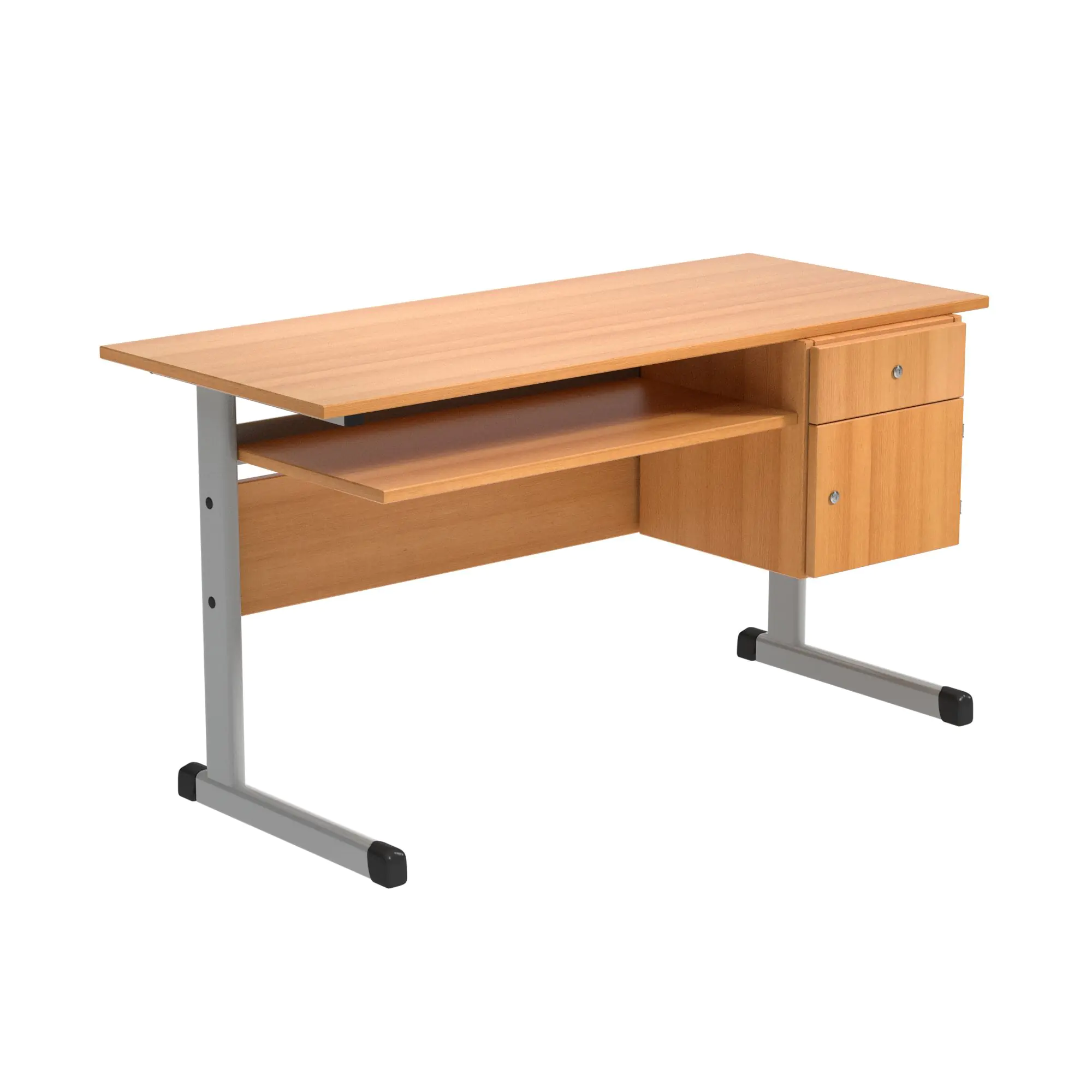 Lehrertisch, 130x65 cm (B/T), 76 cm hoch, Platte: Melamin, ABS-Kante, aus der Kategorie Lehrertische