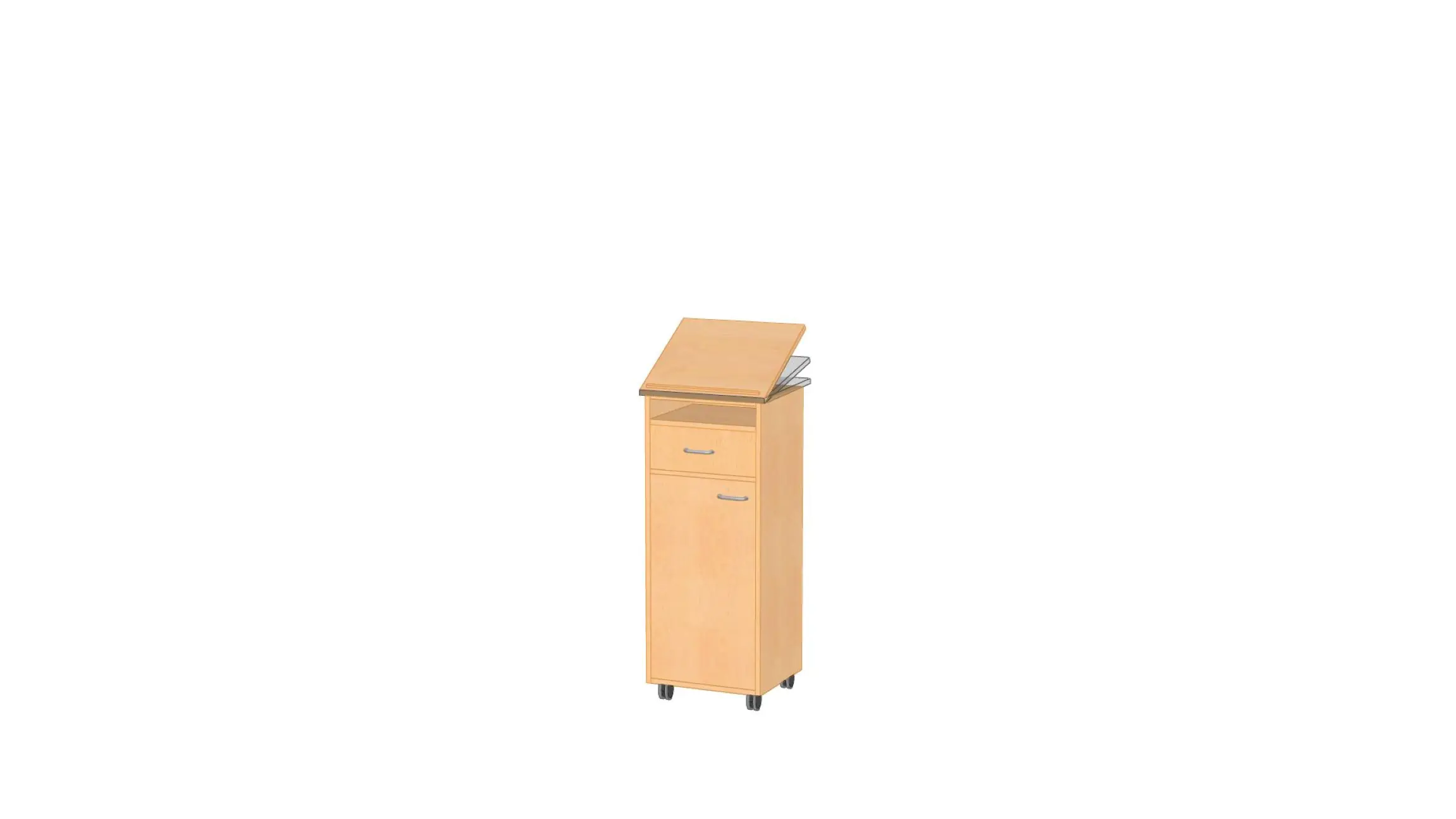 Stehpult auf Rollen B/H/T 50x110x 50 cm, 1 Schubkasten, 1 Tür links, mit Einlegeboden aus der Kategorie Tresen