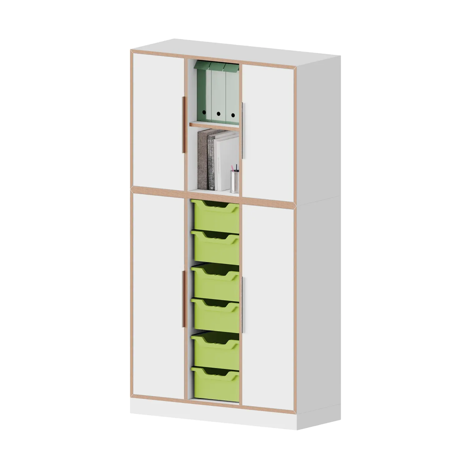 qickly® Schrank, 5 OH, 4 Türen, 6 große Ergo Tray Boxen, B/H/T: 104,2x176x42,6 cm aus der Kategorie Schränke Schnelllieferprogramm