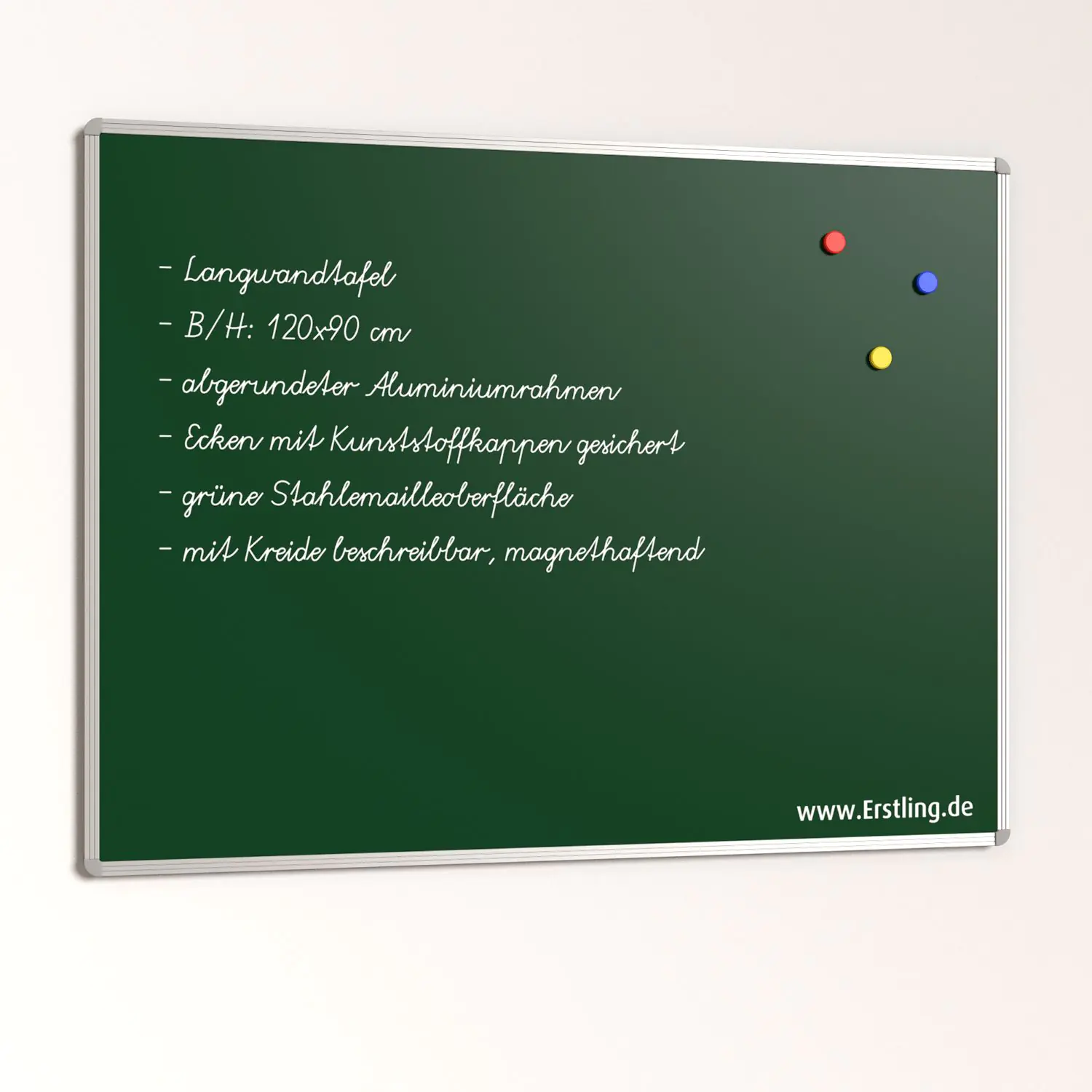 Wandtafel Stahlemaille grün, 120x 90 cm, ohne Kreideablage, aus der Kategorie Langwandtafeln Grün