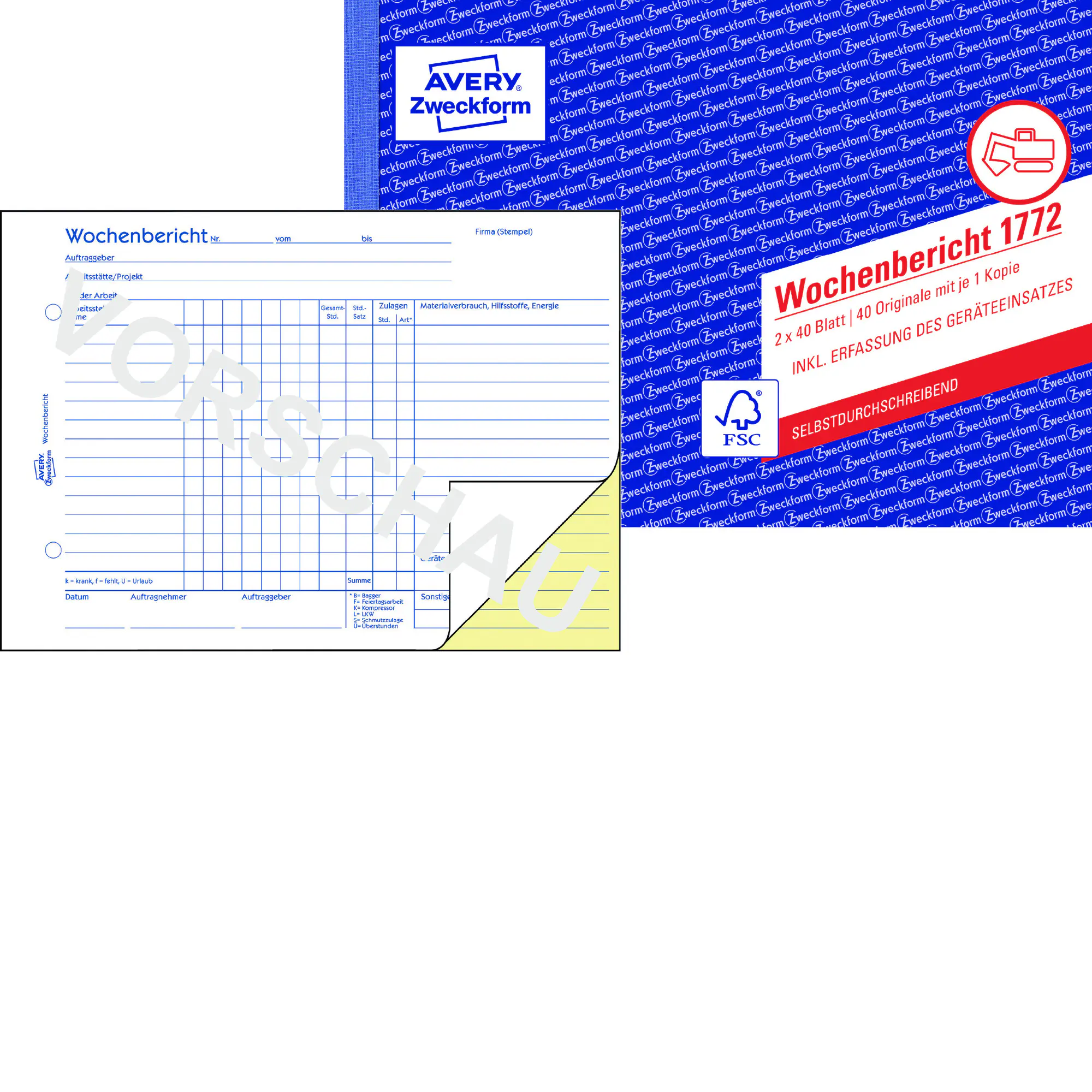 Avery Zweckf. Wochenbericht DIN A5 quer 80Blatt aus der Kategorie Formulare