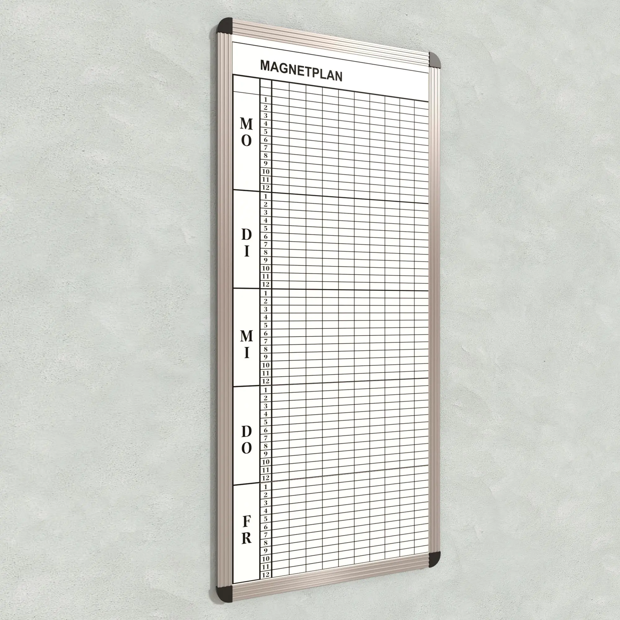 Klassen-Plantafel, 12 Stunden Mo-Fr, für 10 Klassen, 123x57 cm, aus der Kategorie Klassenplan-Tafeln 12h