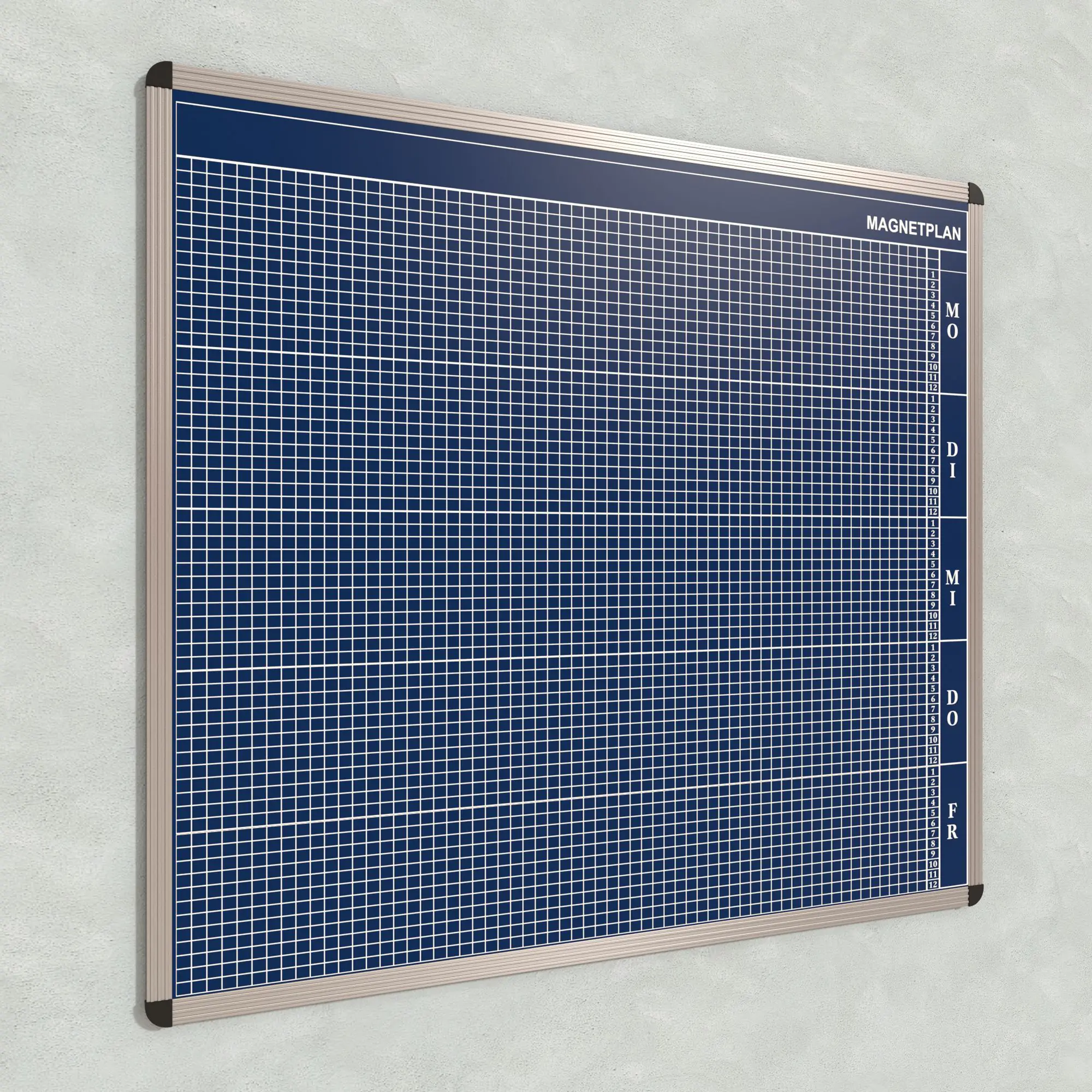 Personal-Raum-Plan, 12 Stunden, 63 Spalten, 123x137 cm, aus der Kategorie Personal- Raum- Tafeln 12h