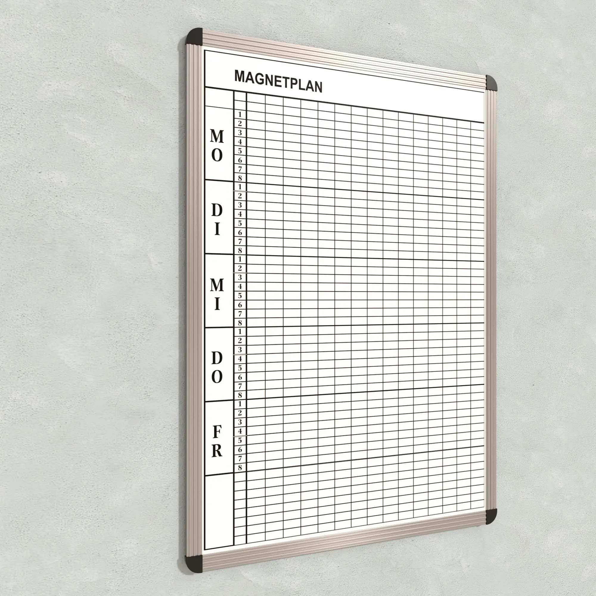 Klassen-Plantafel,  8 Stunden Mo-Fr, für 15 Klassen, 103x77 cm, aus der Kategorie Klassenplan-Tafeln 8h
