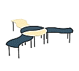 Wellentisch Set - Gruppeninsel: 3x Wellentisch I und 2x Wellentisch II, aus der Kategorie Wellentische