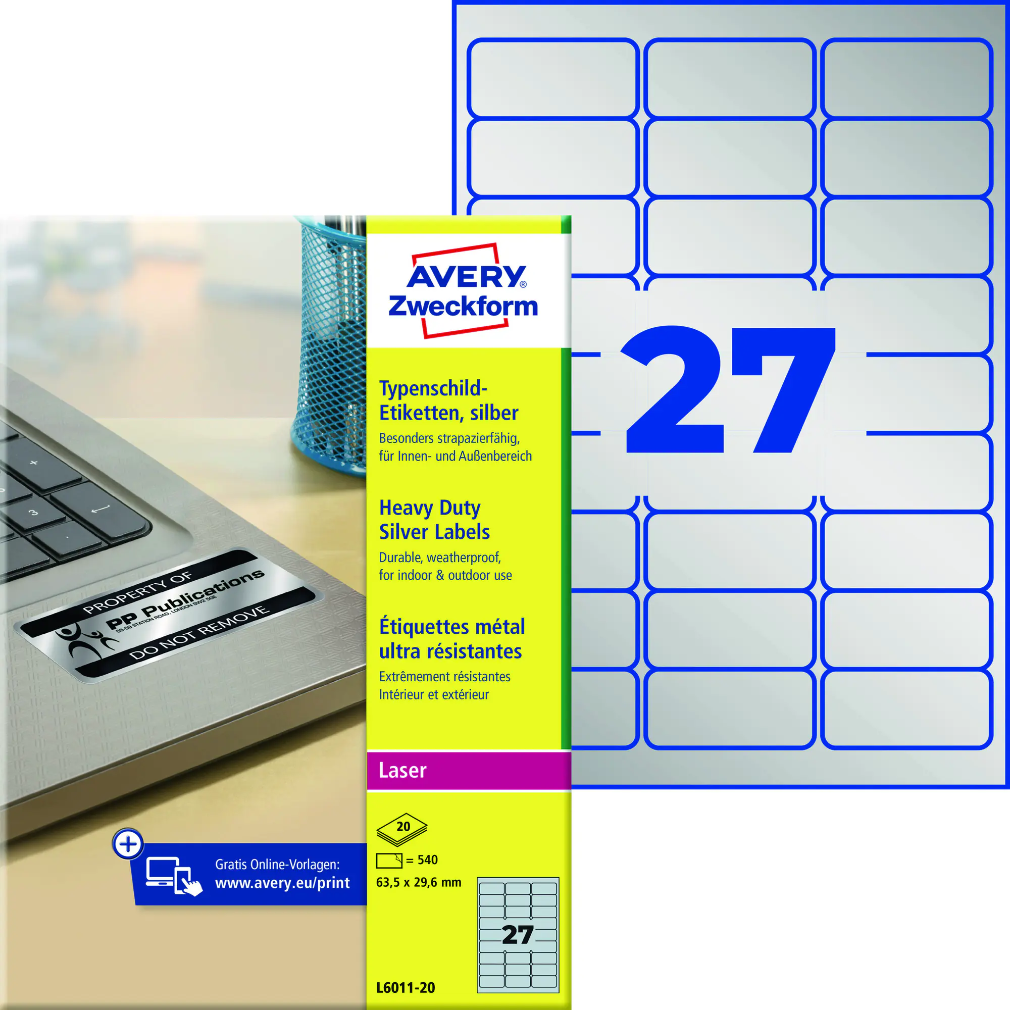 Avery Zweckform Etikett 63,5x29,6mm 540St. aus der Kategorie Etiketten