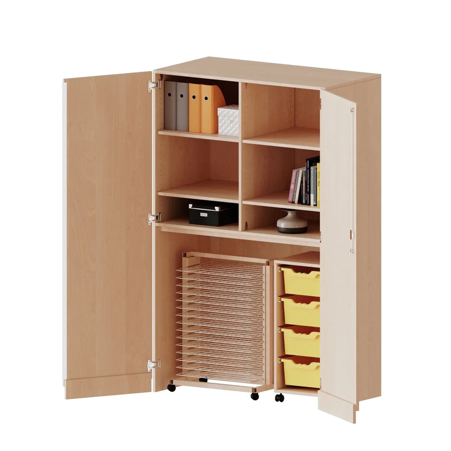 Garagenschrank OH,ne Sockel, 1 Container mit 4 hohen Boxen, Trockenwagen TW15, B/H/T 120x190x60cm aus der Kategorie Fachbereichsschränke