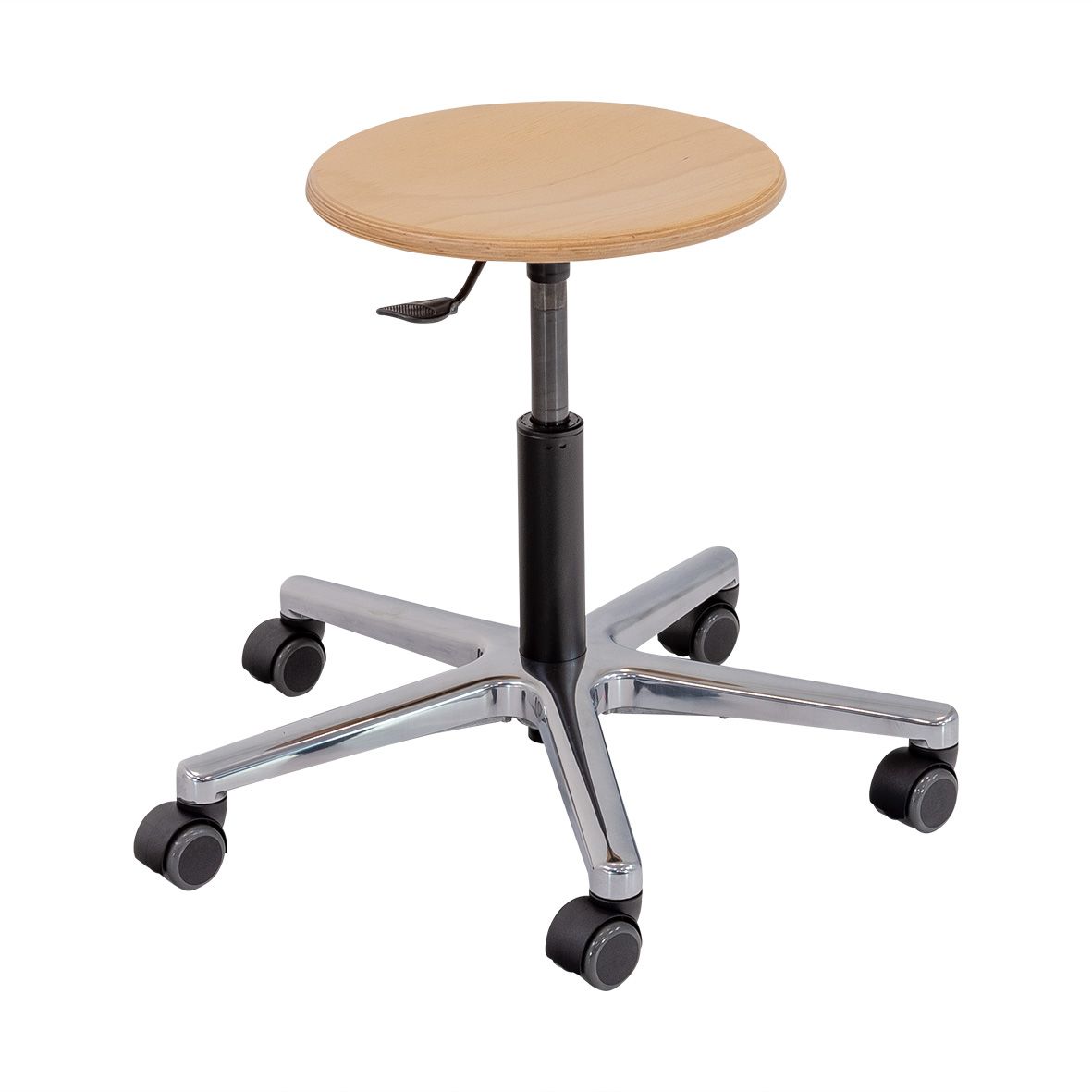 Drehhocker, Höhenverstellung durch Gasdruckfeder 306-405mm, Aluminium-Fußkreuz aus der Kategorie Hocker