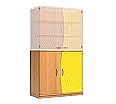 Wellentüren-Unterschrank, 99 cm hoch, 105x50 cm (B/T), Tür rechts gelb,