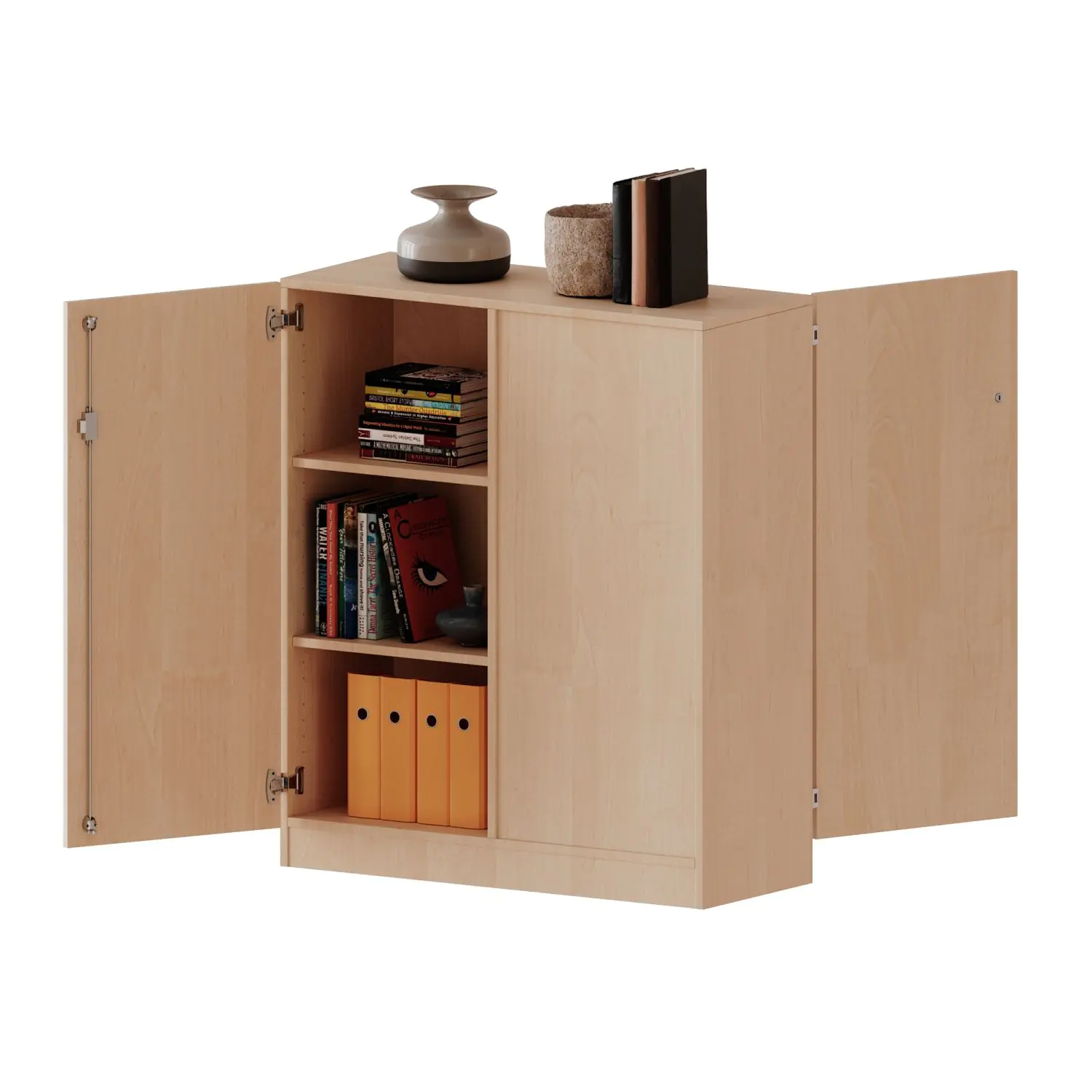 Raumteiler Schrank, 3 OH, 2 Türen, wechselseitig angeordnet, abschließbar, B/H/T 100x118x40cm aus der Kategorie Funktionale Tische