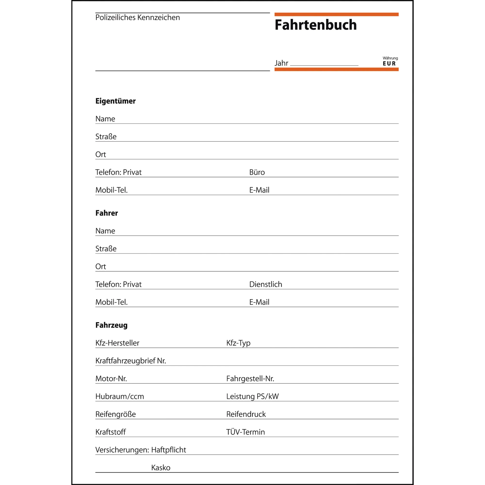 Sigel Fahrtenbuch PKW DIN A5 32Blatt aus der Kategorie  Formulare & Verträge