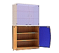 Wellentüren-Unterschrank, 99 cm hoch, 105x50 cm (B/T), Tür rechts alpensee,