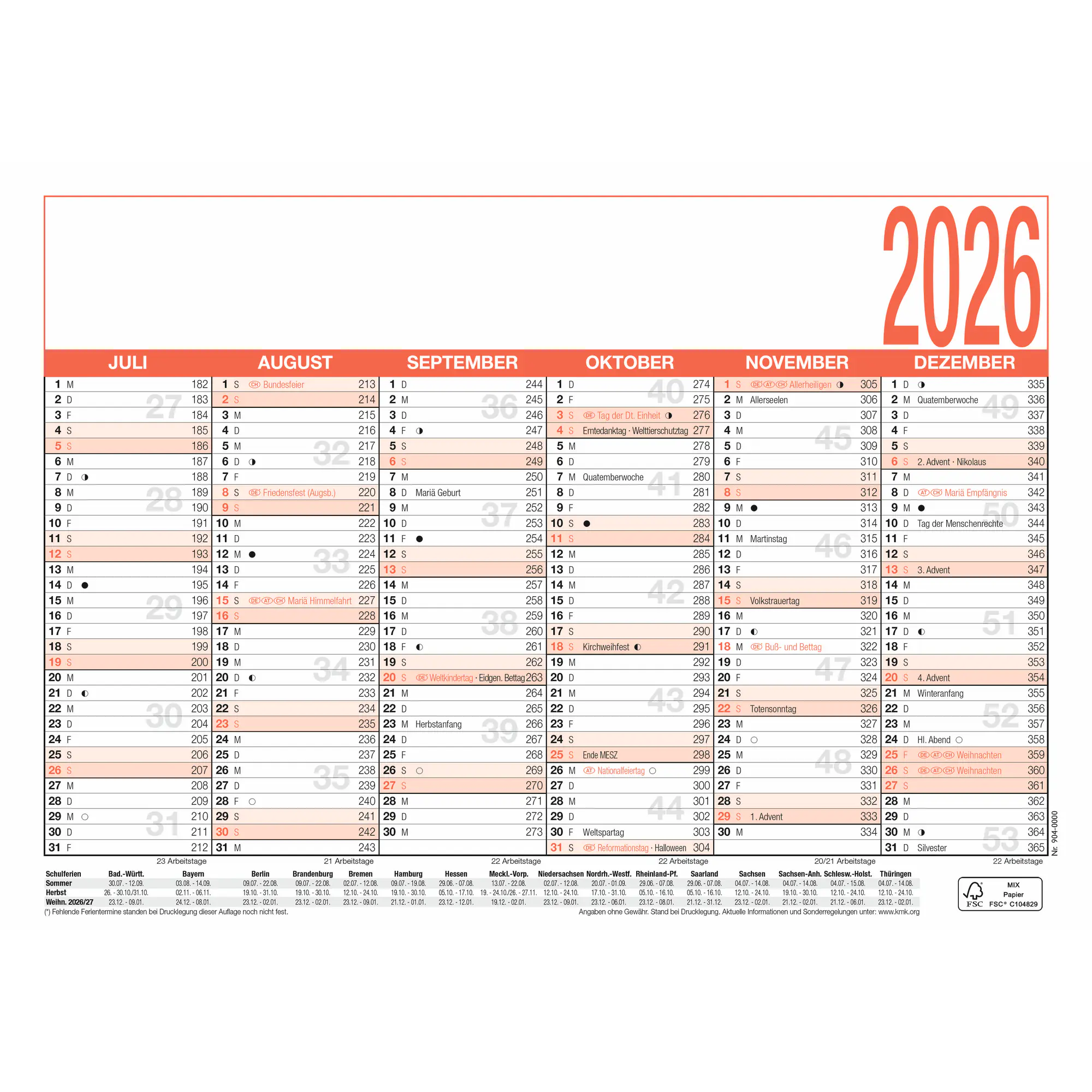 Zettler Arbeitstagekalender A5 aus der Kategorie Kalender & Zubehör