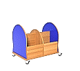 Bücherwagen,  90 cm hoch,  70x55 cm (B/T), Korpus Buche, Seiten alpensee,