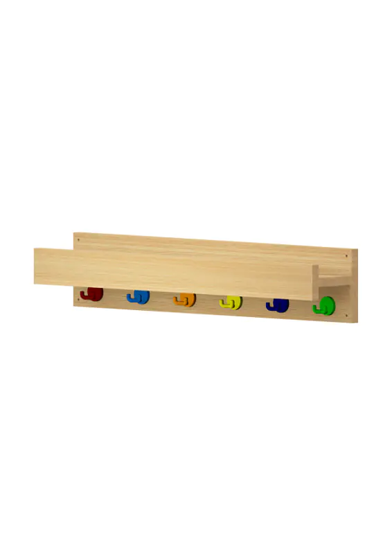 Waschraumleiste mit 8 Zweifachhaken für 8 Kinder B/H/T 100 x 15,5 x 14 cm aus der Kategorie Hygiene
