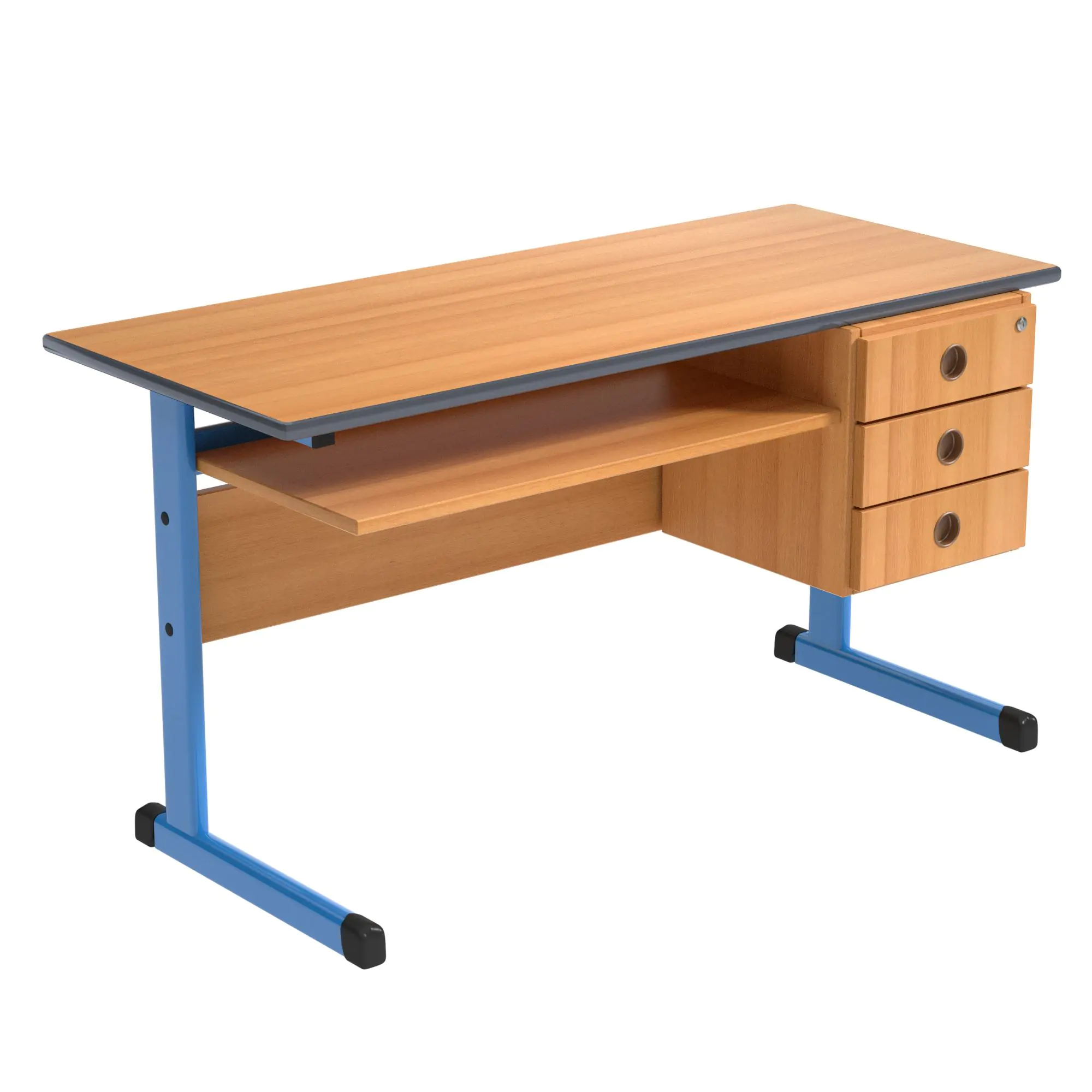 Lehrertisch, 130x65 cm (B/T), 76 cm hoch, Platte: Melamin, PU-Kante,