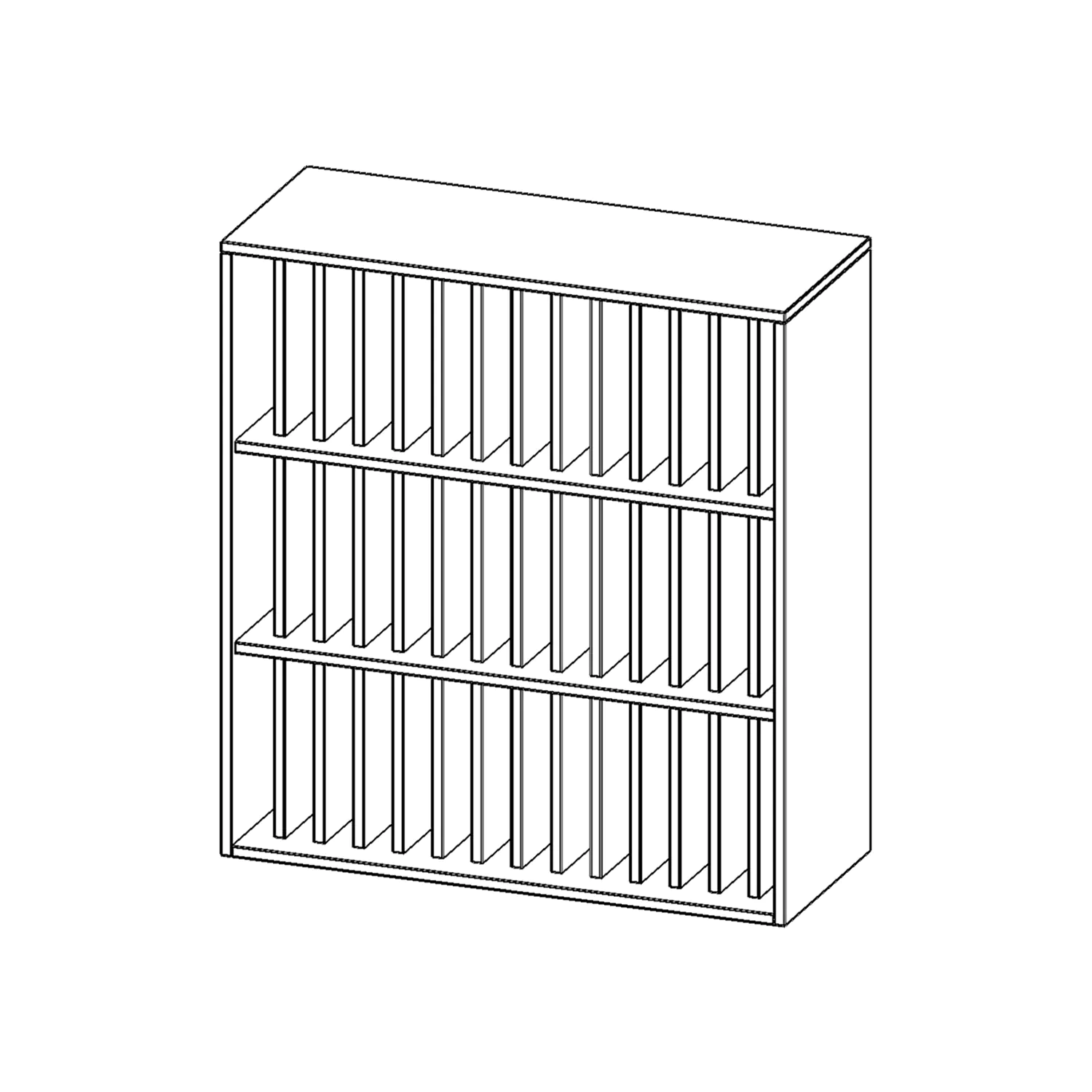Aufsatz für Klassenbücher, 3 OH, 3 Reihen für je 14 Klassenbücher, B/H/T 100x108x40cm aus der Kategorie Schränke allgemein