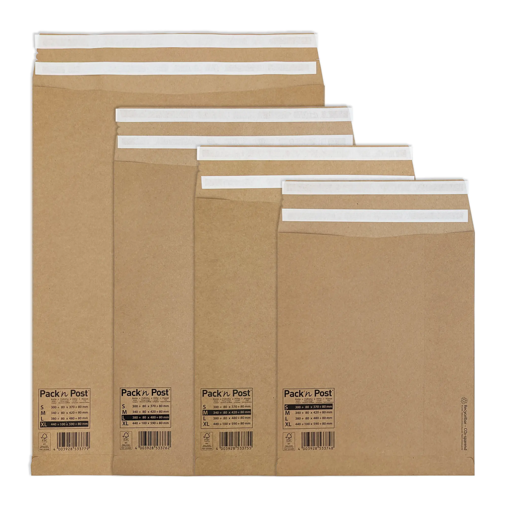 Faltentasche eCommerce 380+80x480+80mm 110g br 200St aus der Kategorie Umschläge & Versandtaschen