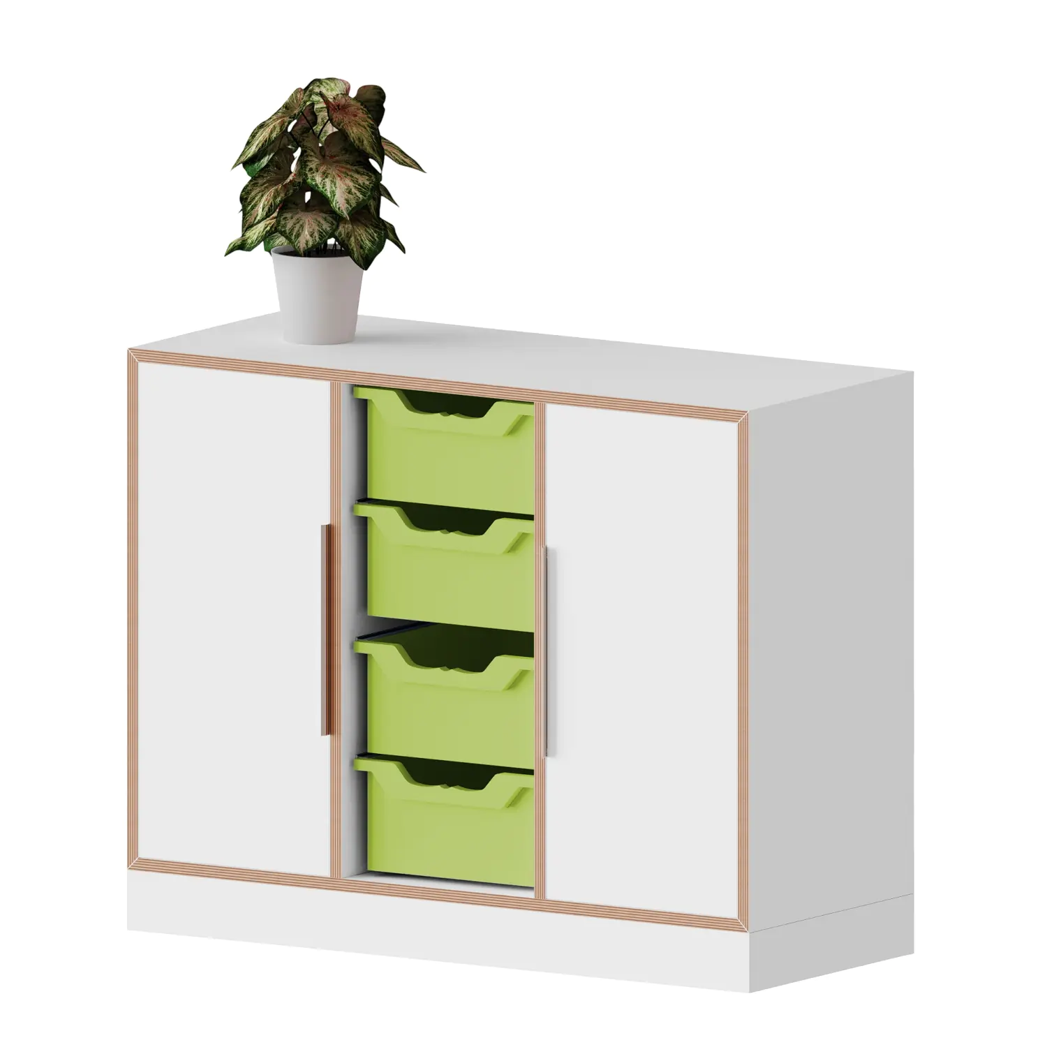 qickly® Schrank, 2 OH, 2 Türen, 4 große Ergo Tray Boxen, B/H/T: 104,2x74,3x42,6 cm aus der Kategorie Schränke Schnelllieferprogramm