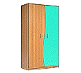 Wellentürenschrank, 190 cm hoch, 105x50 cm (B/T), Tür rechts aquagrün,