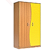 Wellentürenschrank, 190 cm hoch, 105x50 cm (B/T), Tür rechts gelb,