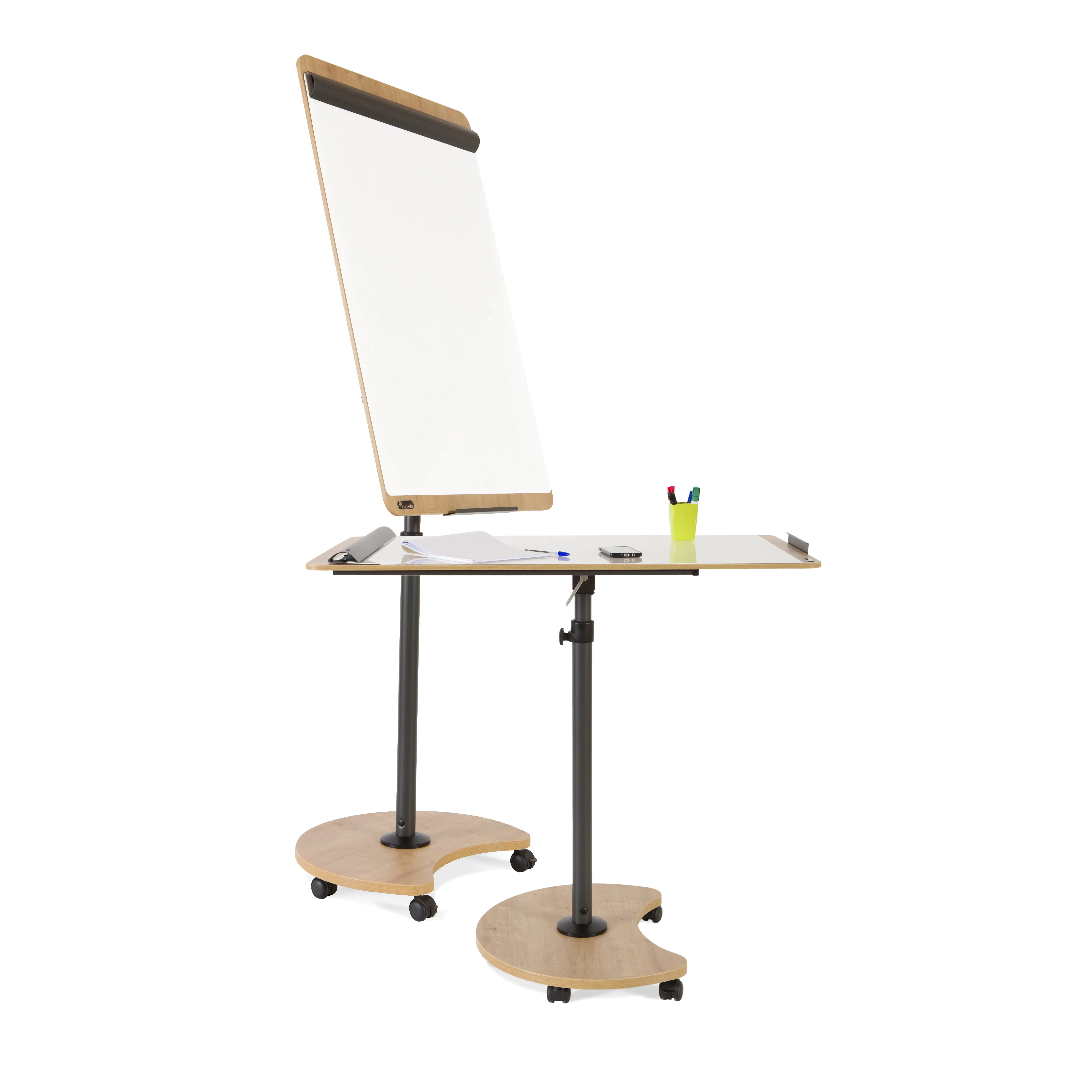 Flipchart mobil, transformer. Tafel magnethaftend 69 x 99 cm Holzoptik aus der Kategorie Flipcharts