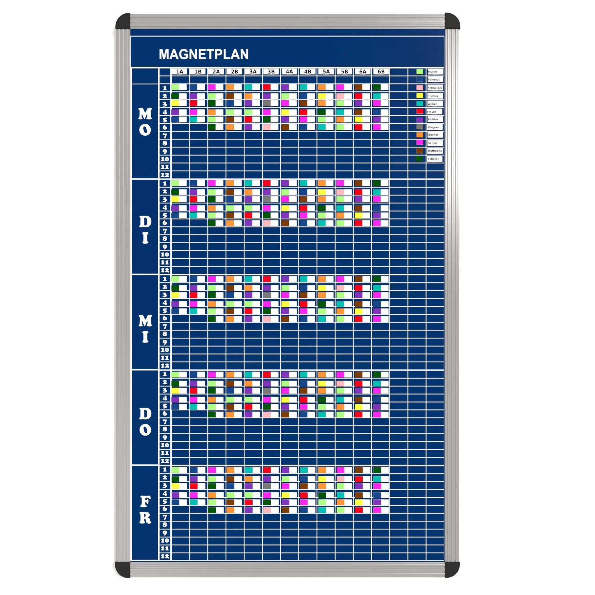 Klassen-Plantafel, 12 Stunden Mo-Fr, für 15 Klassen, 123x77 cm,