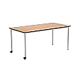 Rechtecktisch, 160x80 cm (B/T), 72 cm hoch, fahrbar (2 Füße mit Rollen),