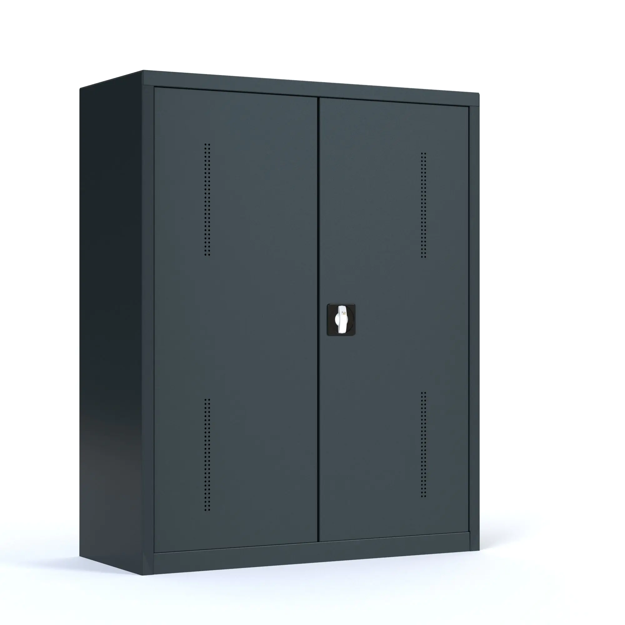 Garderobenschrank aus Stahl, 150 cm hoch, 120x50 cm (B/T), 1 Kleiderstange, 14 Haken aus der Kategorie Garderoben Schränke STAHL