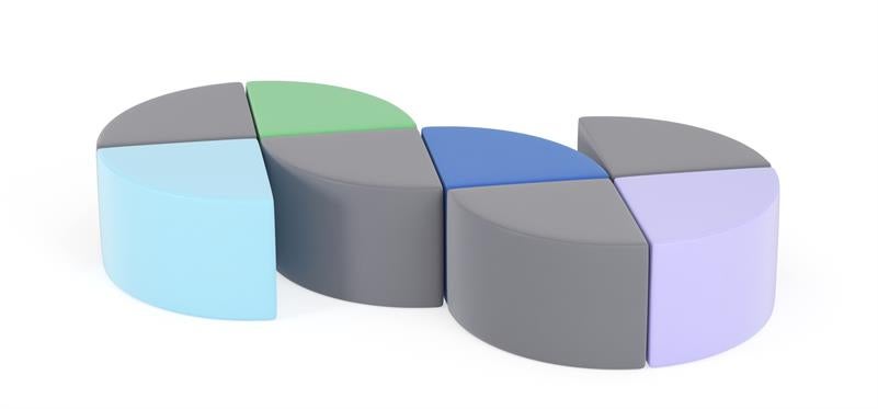 TOBO light Pouf-Set, 8-teilig Kreis grau, 2x Ø92 cm, Schaumstoff, Meditap aus der Kategorie Sitzsäcke