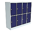 Garderoben-Schließfachschrank aus Stahl, 150 cm hoch, 122x50 cm (B/T), 8 Fächer, aus der Kategorie Schließfachschränke