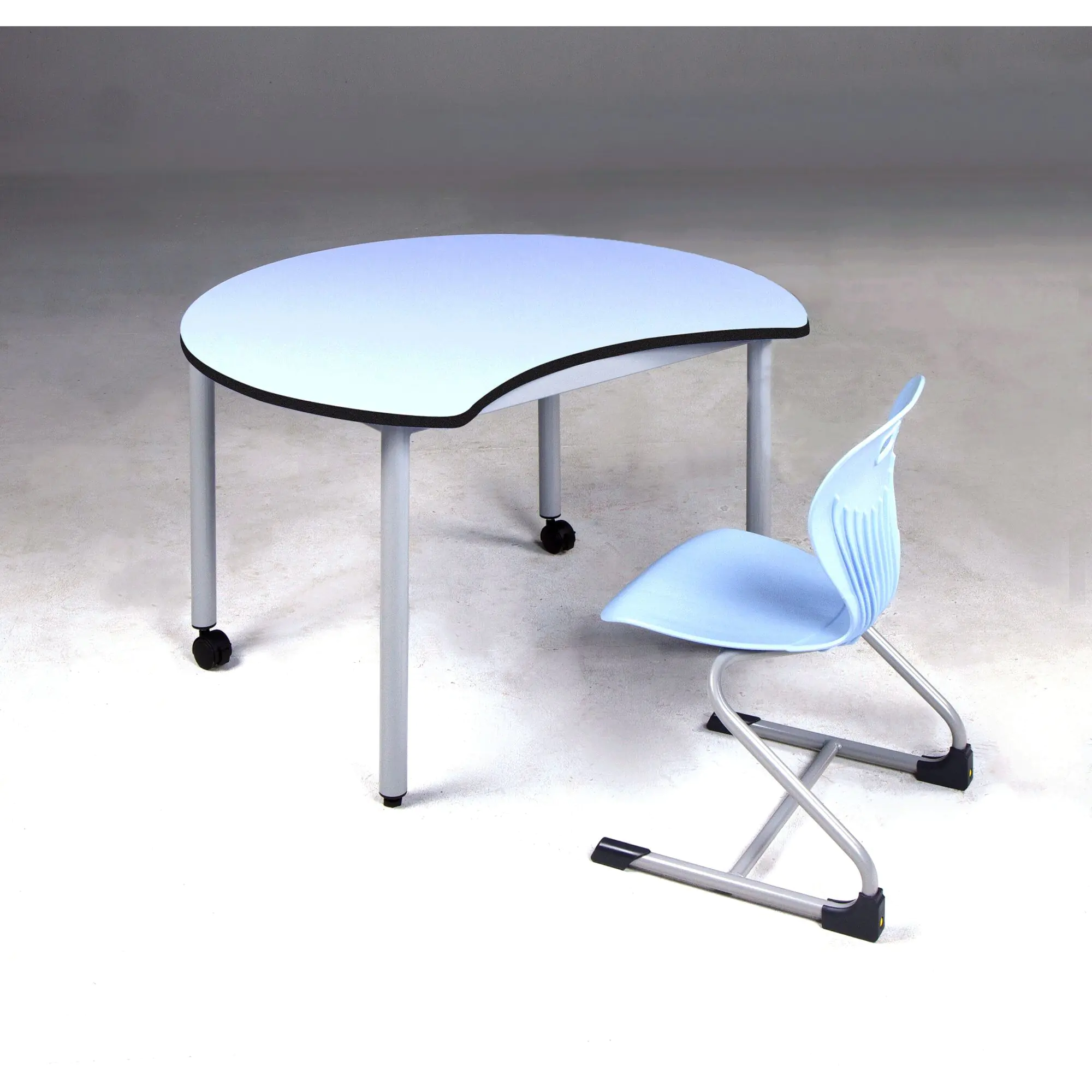 Runder Tisch mit Körperausschnitt, 100 cm, Durchmesser, Höhe wählbar, fahrbar, aus der Kategorie Rundtische