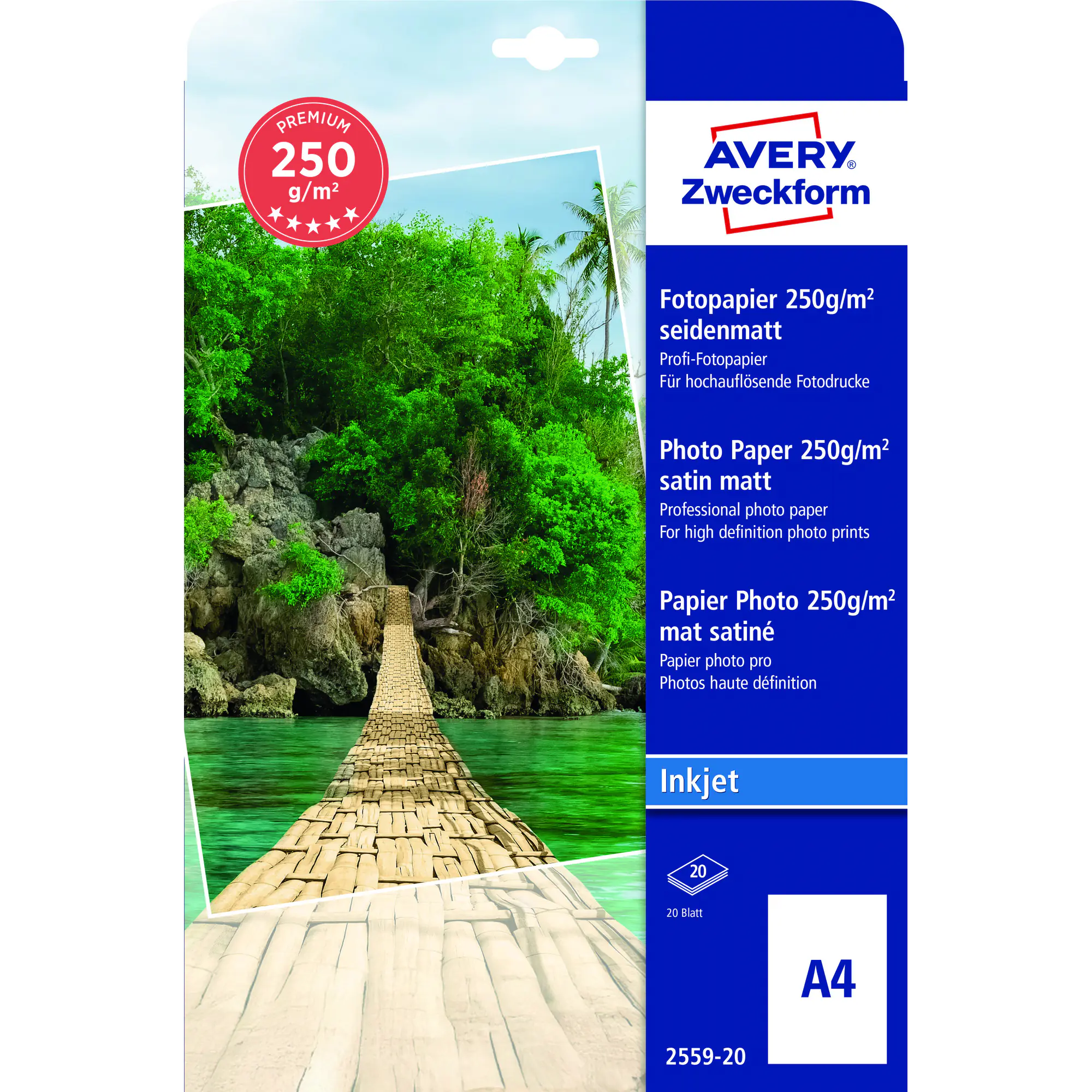 Avery Zweckf. Fotopapier Premium DIN A4 250g ws 20 Bl. aus der Kategorie Spezialpapiere