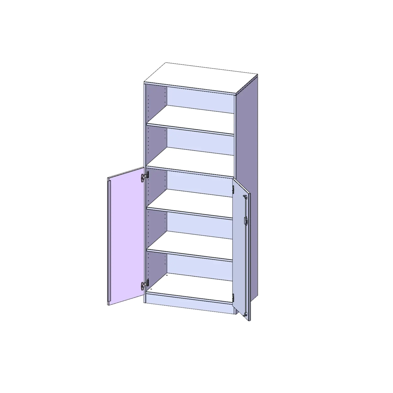 Schrank, 5 OH, Türen unten (3OH), oben 2 offene Fächer 2 Türen, abschließbar, B/H/T 80x190x50cm aus der Kategorie Klassen & Schulschränke