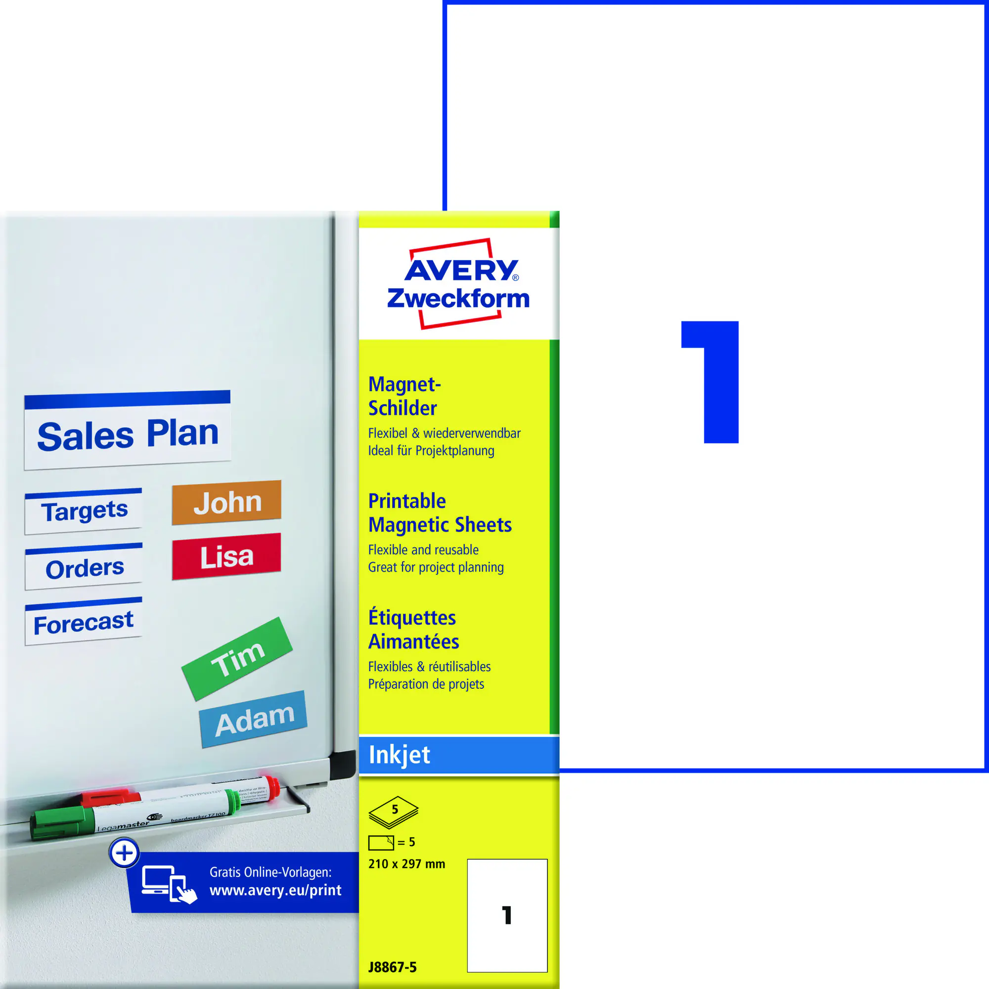 Avery Zweckform Magnetschild 210x297mm 5St. aus der Kategorie Dokumentenhalter