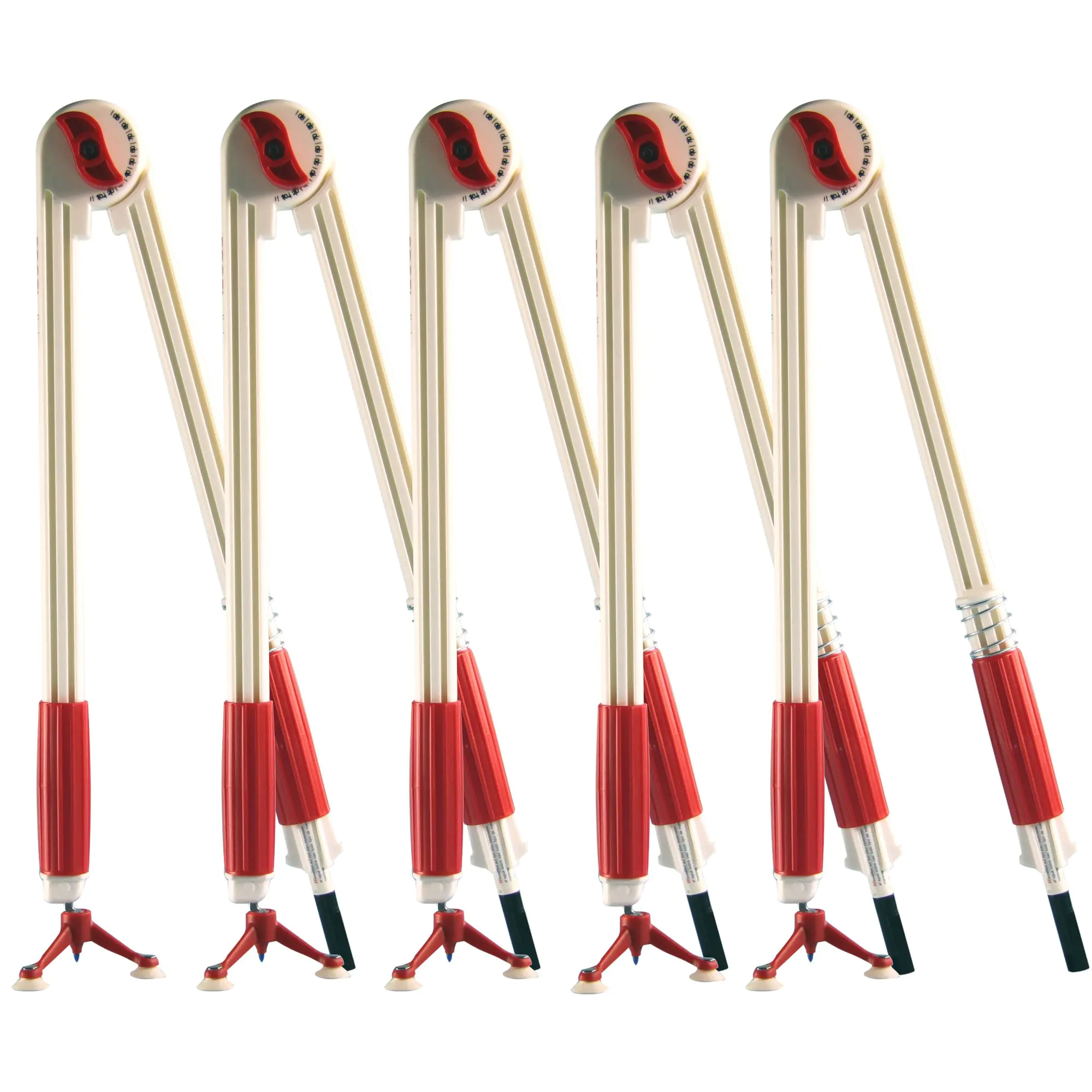 Sparpaket bestehend aus 5 Zirkeln, Kunststoff weiß mit Dreifuß, Drehgriff aus der Kategorie Zirkel