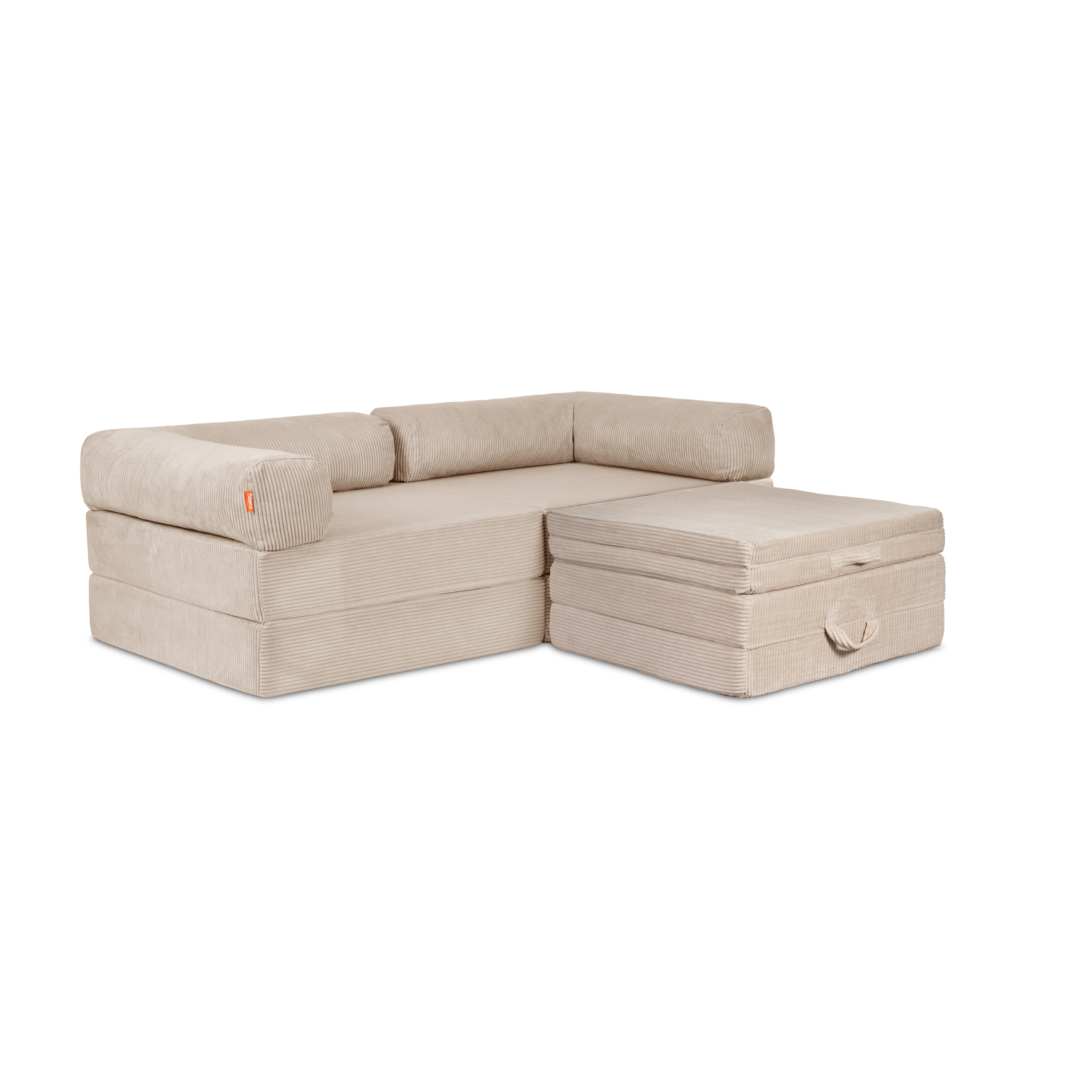 Funzy Ecksofa 210 × 210 × 72 cm (B × L × H), Gewicht 62 kg mit Cordbezug aus der Kategorie Funzy