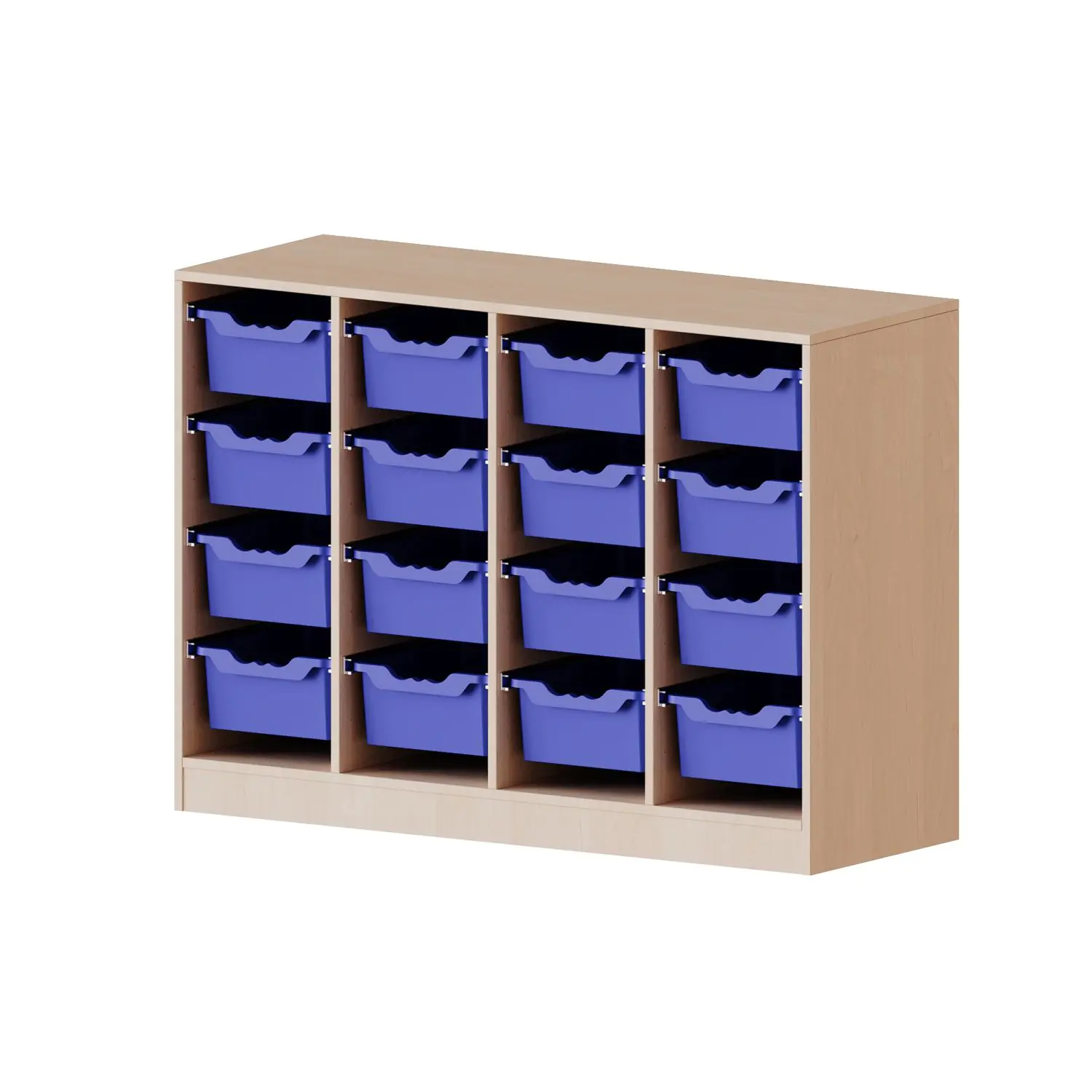 ErgoTray Regal, 4reihig, 2,5 OH,  16 hohe Boxen, B/H/T 138,7x100x50cm aus der Kategorie Klassenraumregale