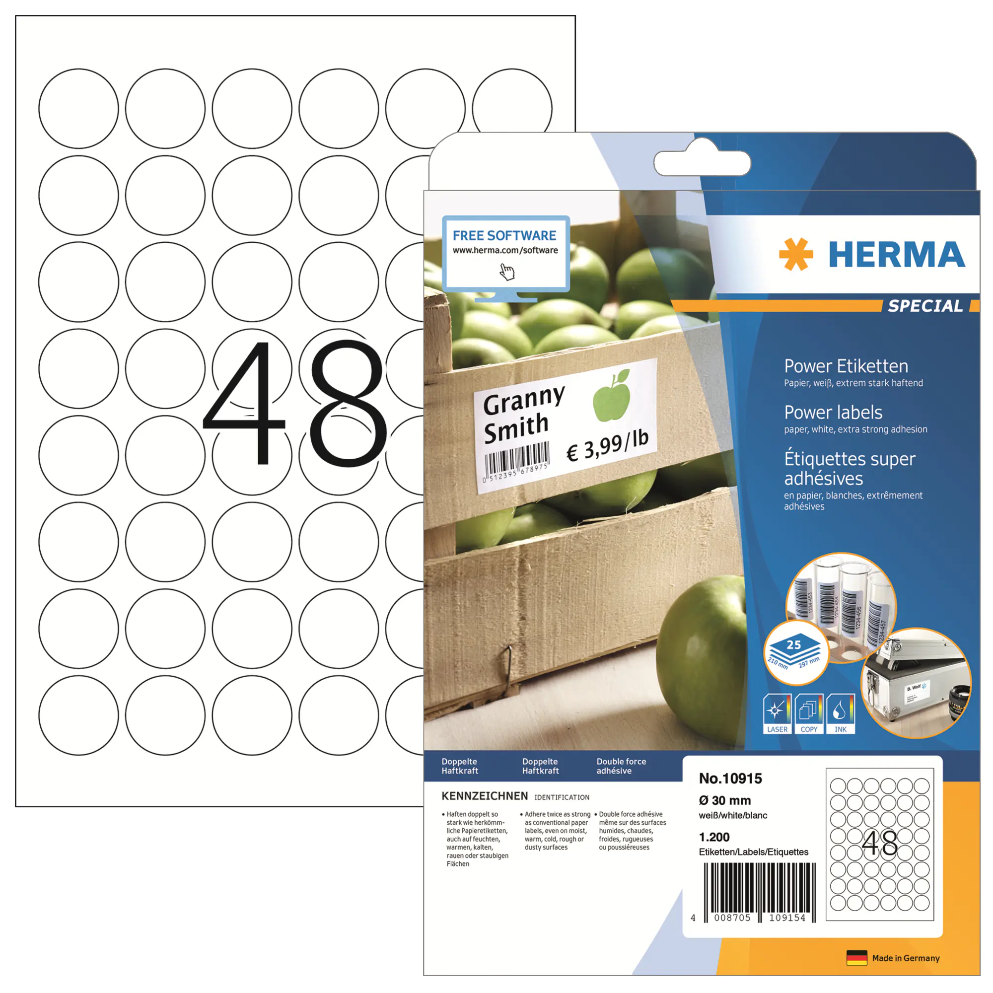 Herma Etikett stark haftend rund 30mm ws 1.200 St. aus der Kategorie Etiketten