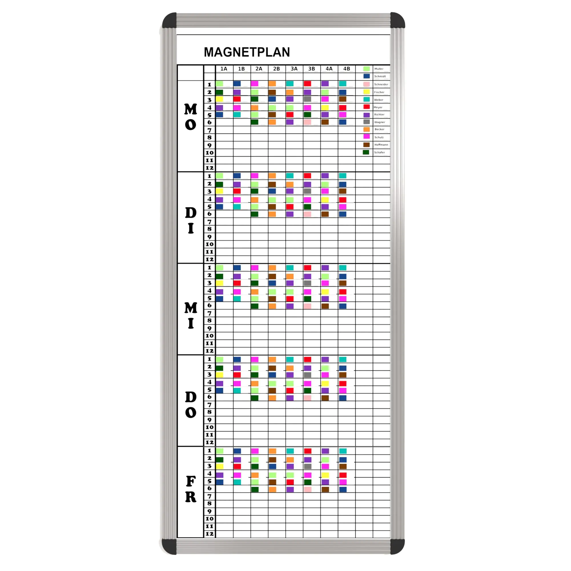 Klassen-Plantafel, 12 Stunden Mo-Fr, für 10 Klassen, 123x57 cm,