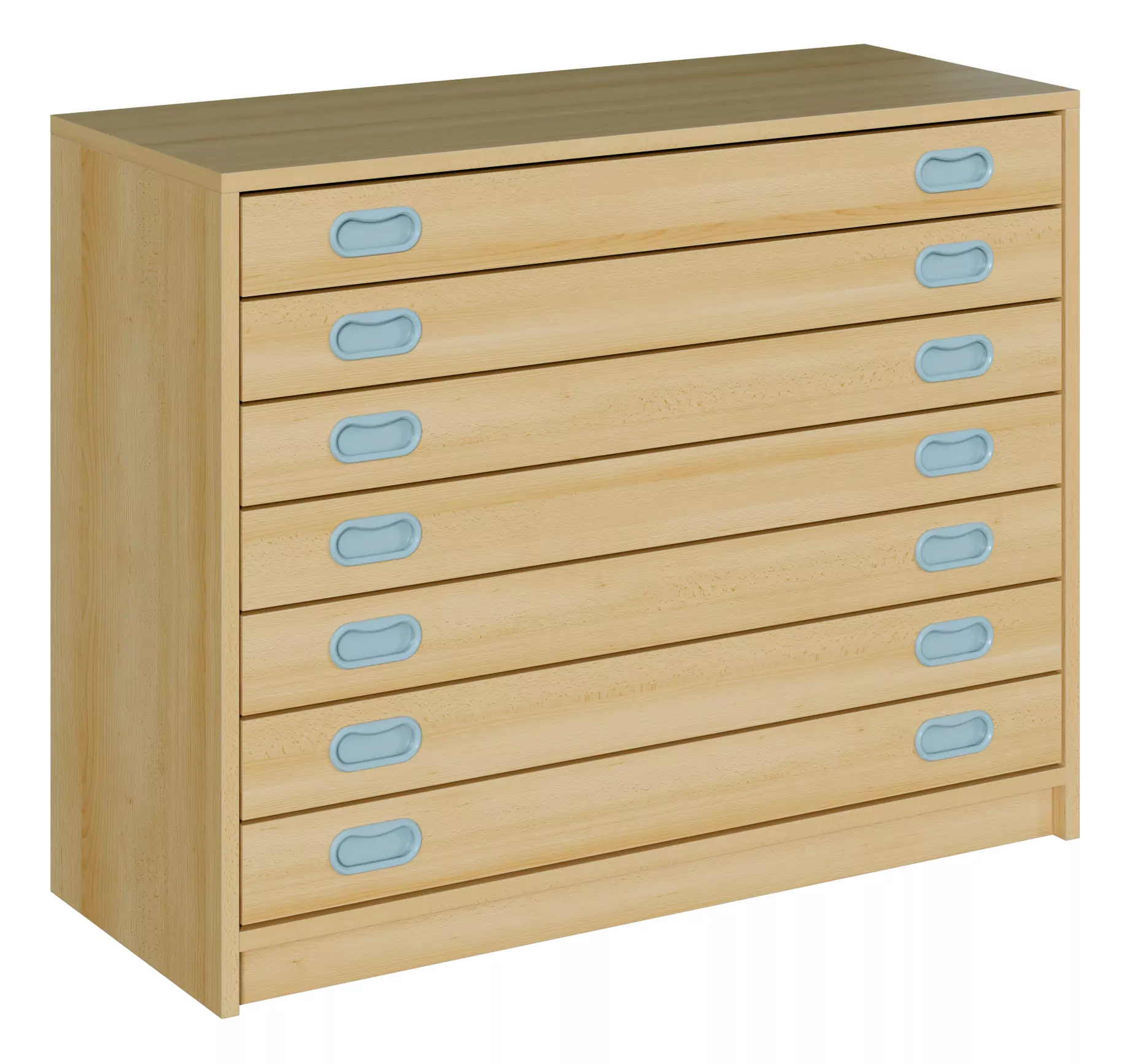 Papierschrank B/H/T 108 x 80 x 70 cm, mit 7 breiten Schubladen mit Auszugsstop für Papier bis DIN A1 aus der Kategorie Funktionale Tische