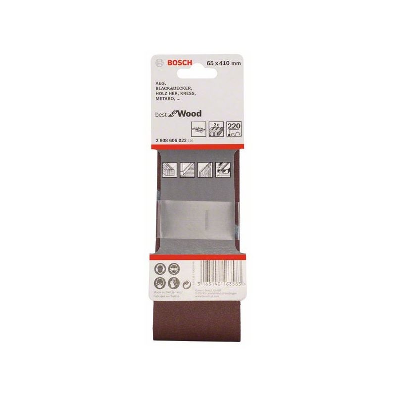 Bosch PRO X440 Schleifband, 65 x 410 mm, G220, 3-tlg. #2608606022