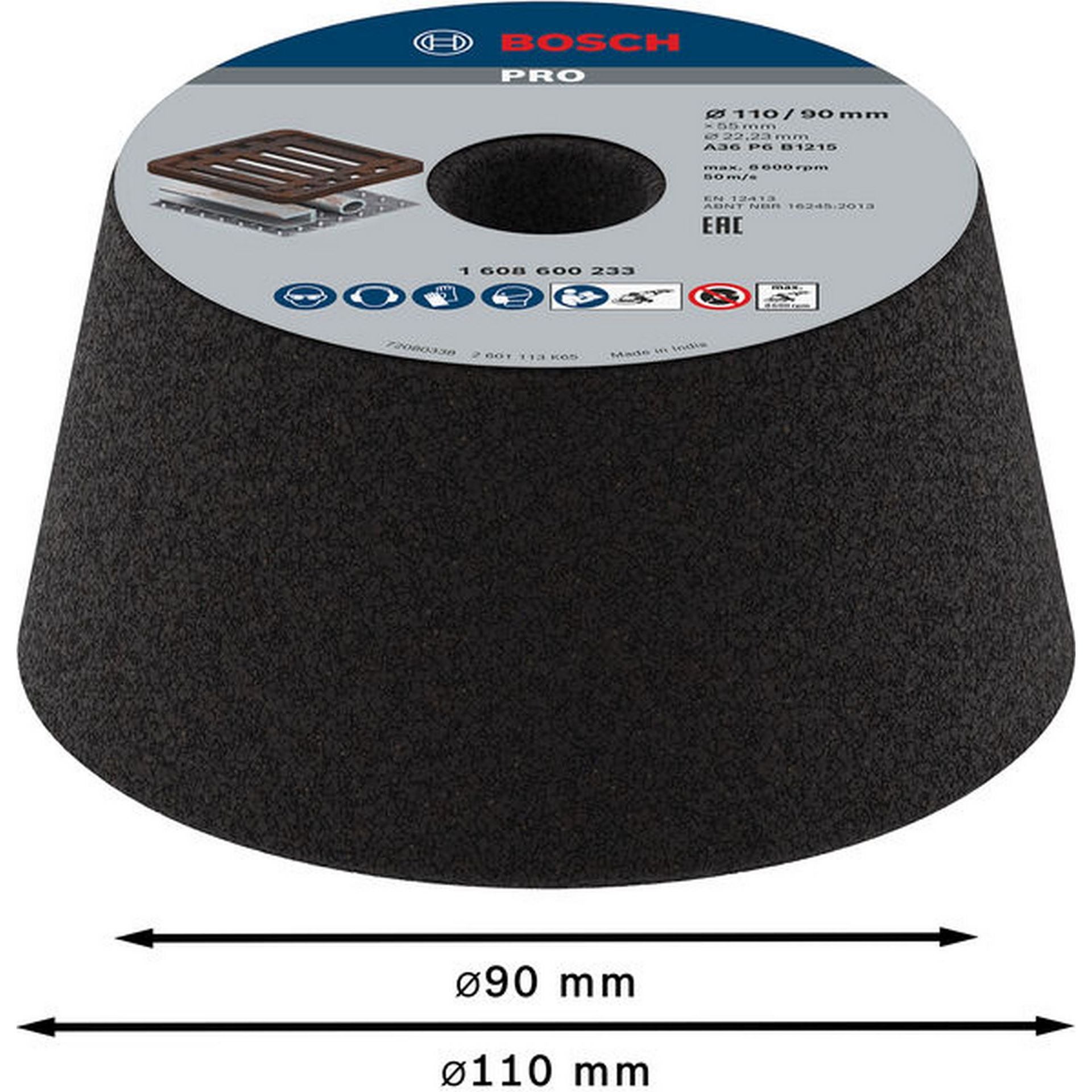 Bosch PRO Metal Konischer Schleiftopf, 90 x 110 x 55 mm, K36 #1608600233