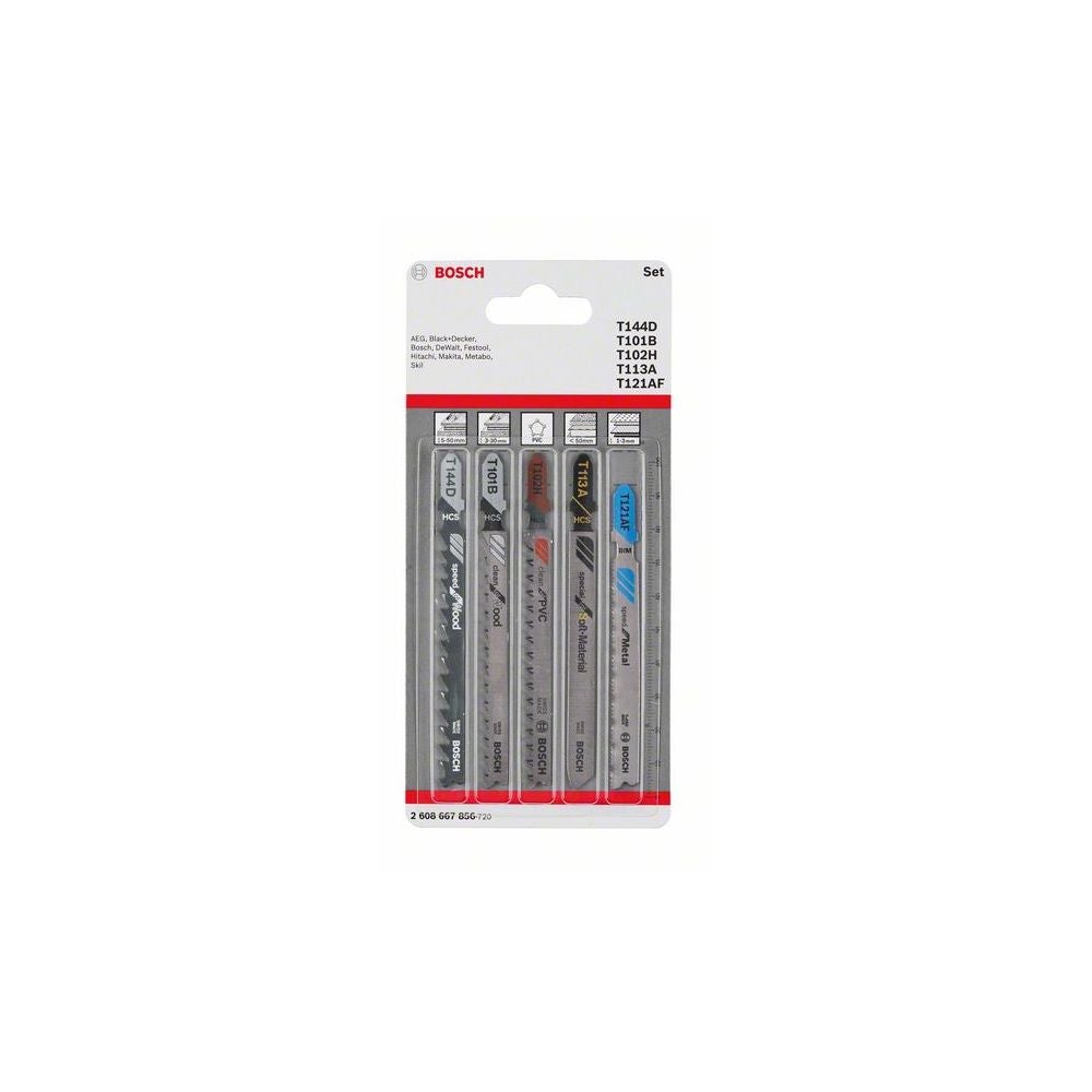 Bosch 5-tlg. Stichsägeblatt-Set Allrounder, T-Schaft #2608667856